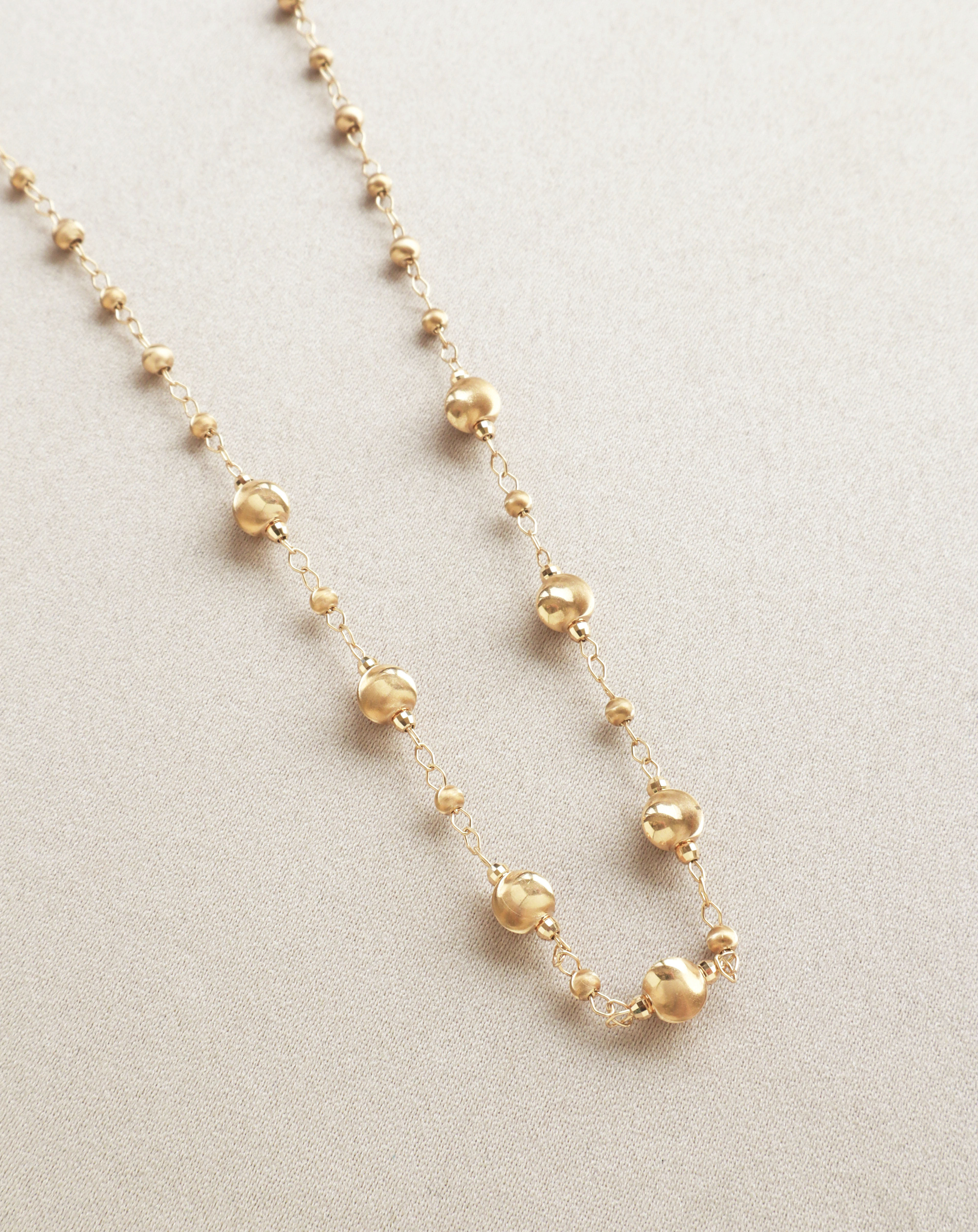 18K/日本設計款系列-髮絲紋光澤串珠項鍊