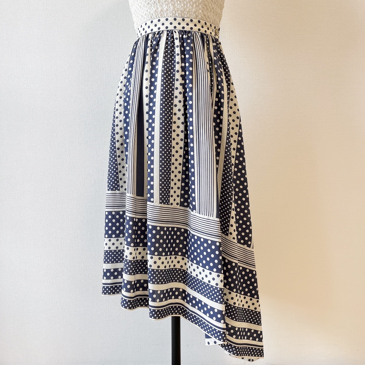 日本製藍白色波點半裙