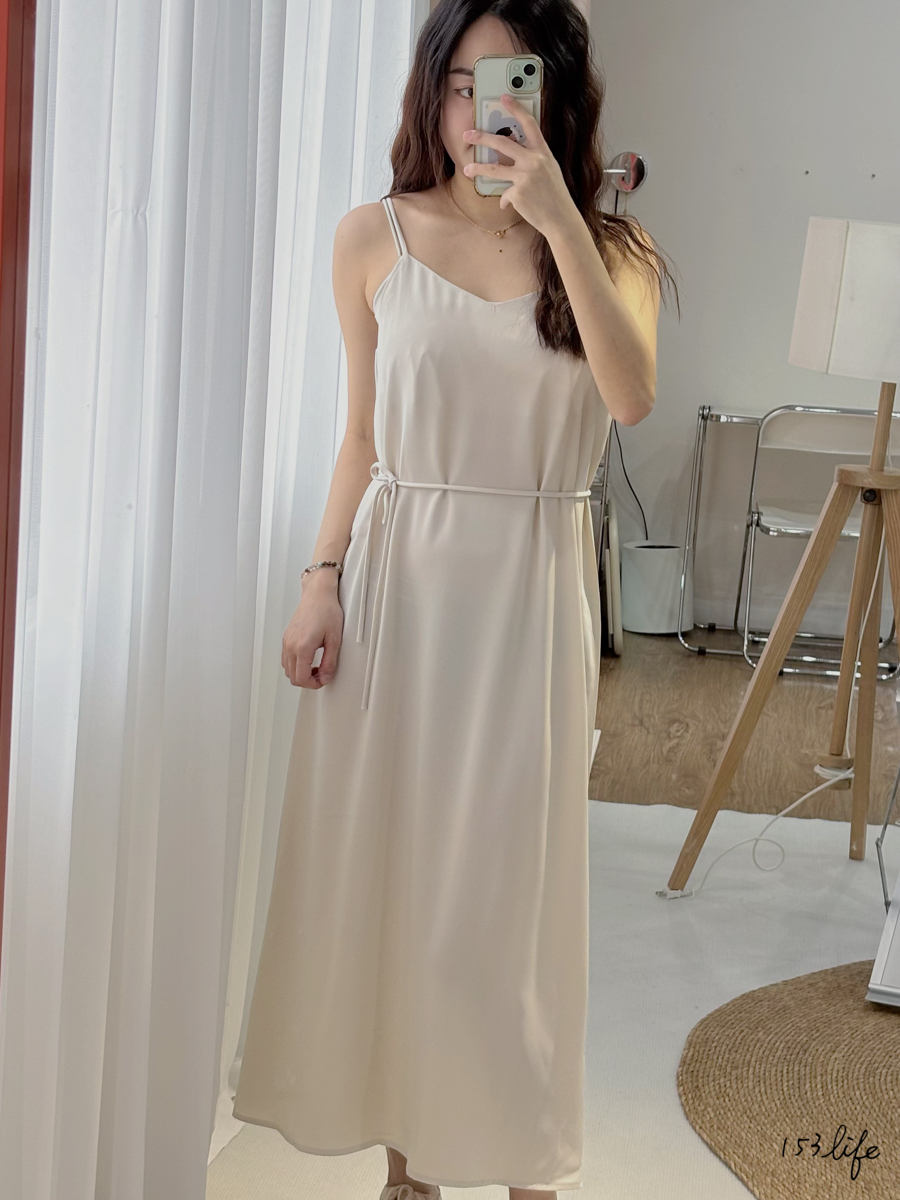 |現貨|緞面氣質可調肩氣質長洋裝(3色)