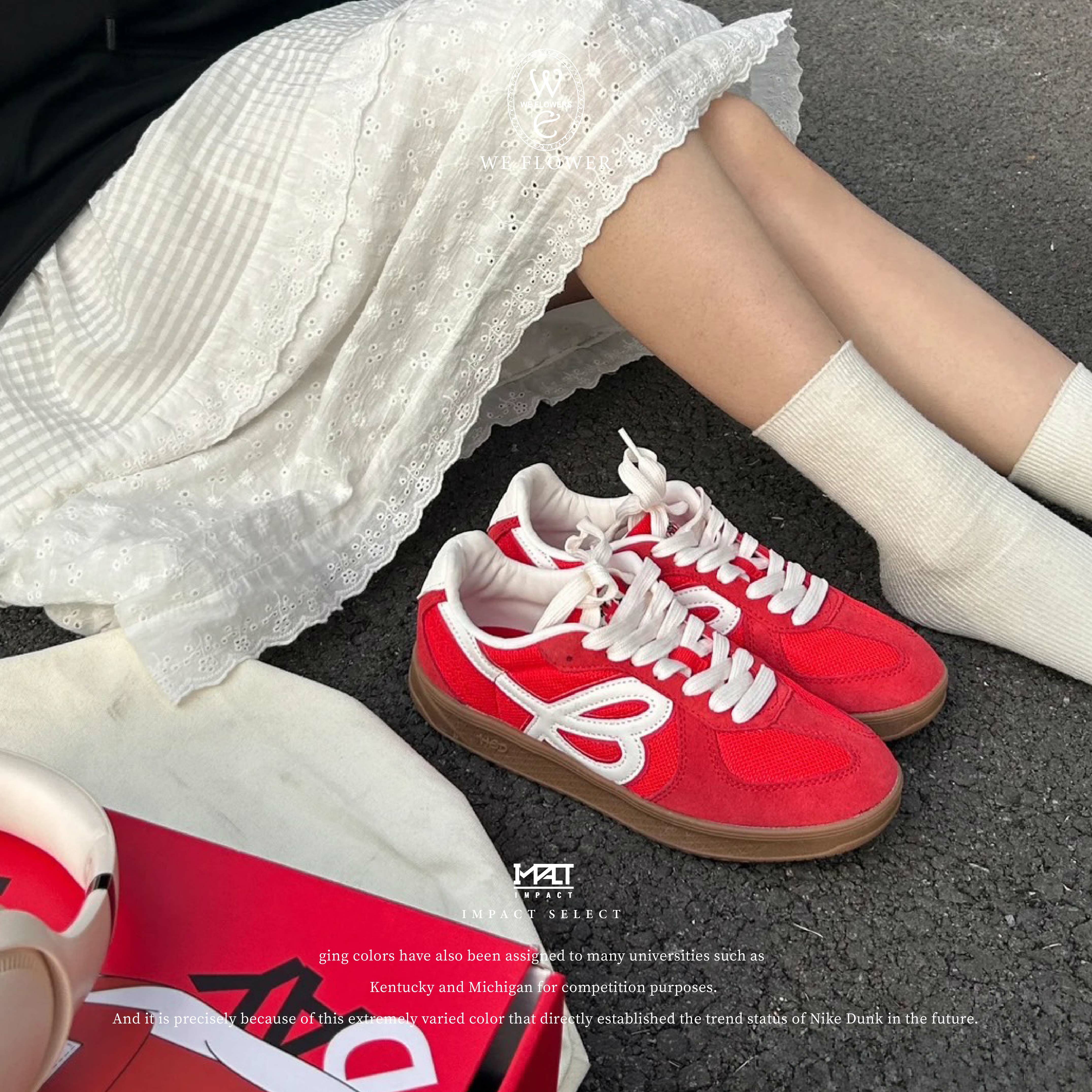 <WINTER冬天同款> HBD x WE FLOWER 聯名小花鞋 德訓鞋 少年紅  WFDAWN101-2