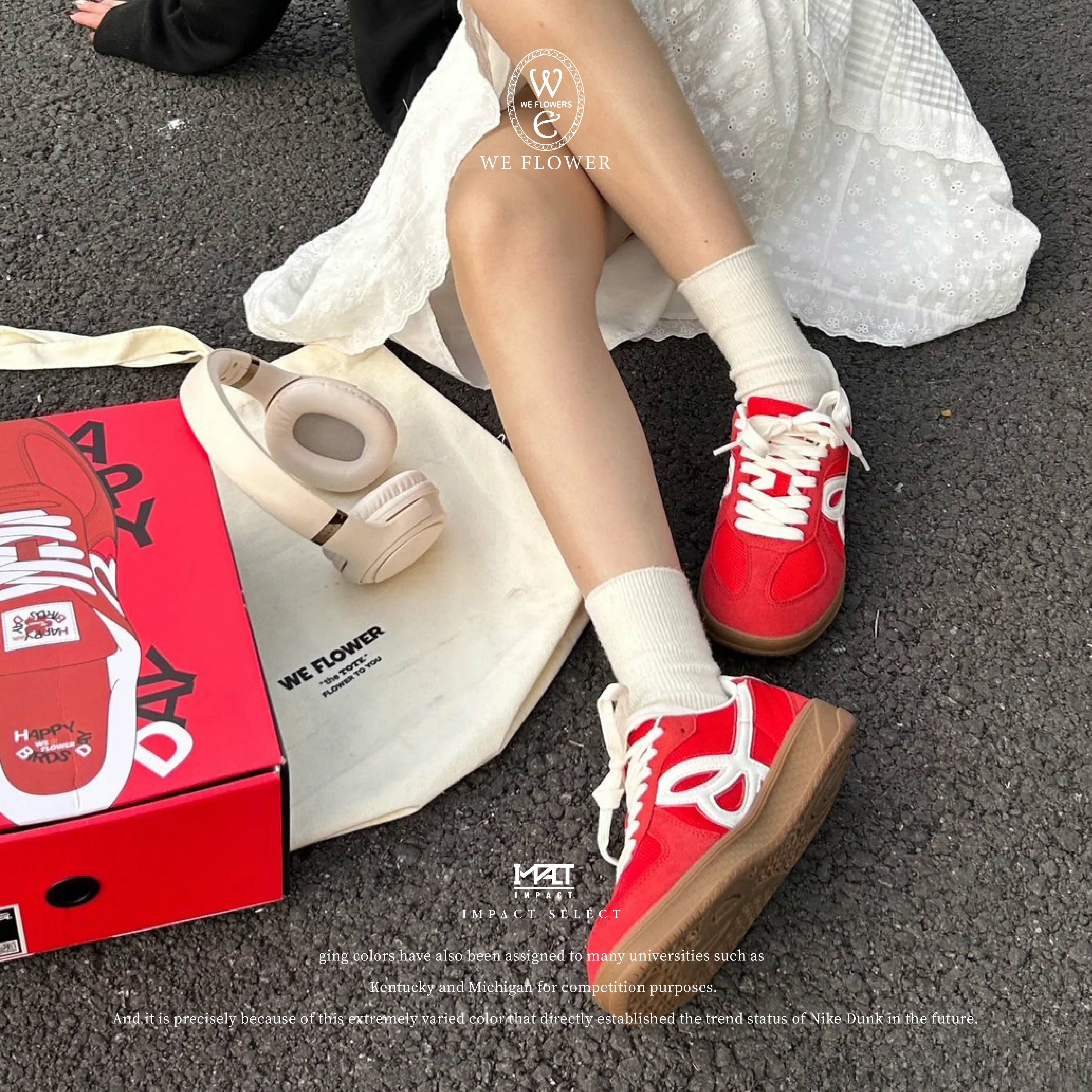 <WINTER冬天同款> HBD x WE FLOWER 聯名小花鞋 德訓鞋 少年紅  WFDAWN101-2