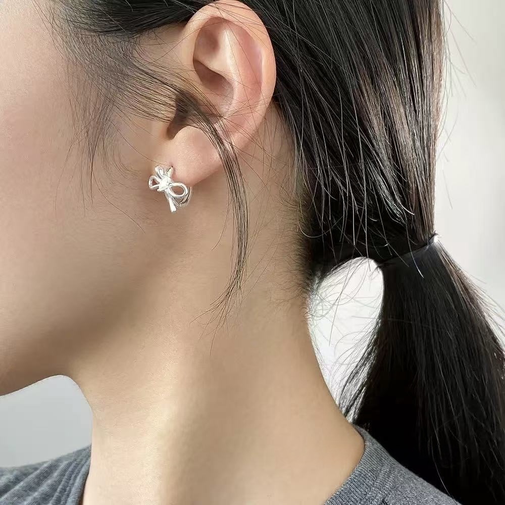 H21單鑽蝴蝶結純銀易扣