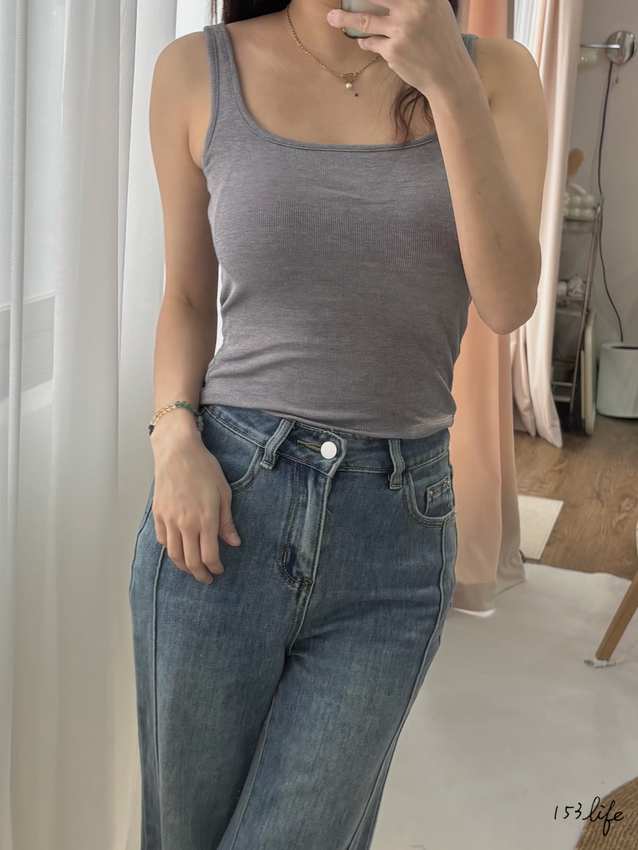 |現貨|方領寬肩帶簡約背心(4色)