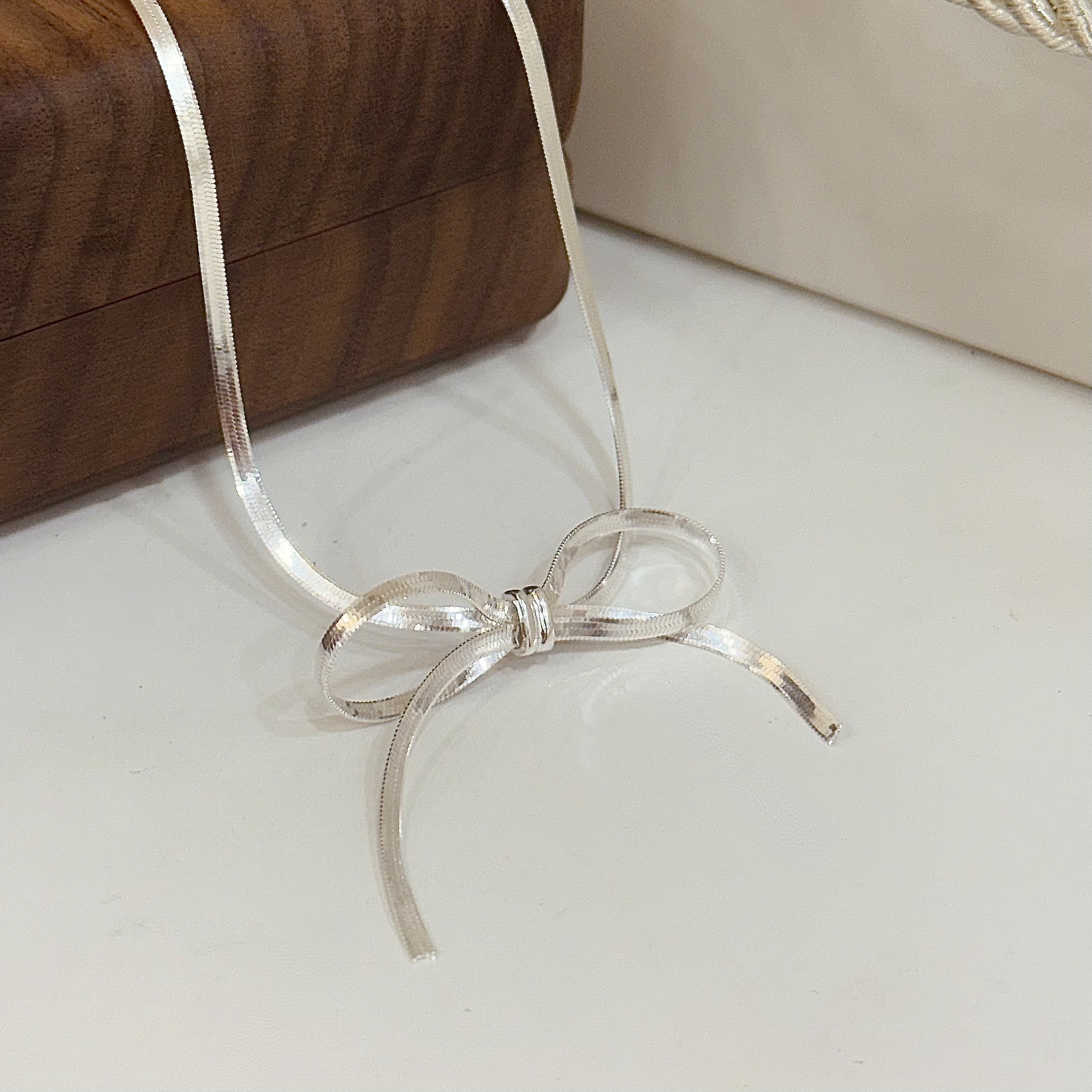 寵愛．蝴蝶結純銀蛇骨鏈