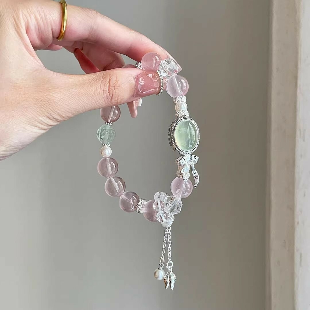 【靈能魔盒】多晶智慧療癒手鍊-綠玉隨+檸檬黃水晶+綠尖晶+貝珠+粉水晶+綠螢石
