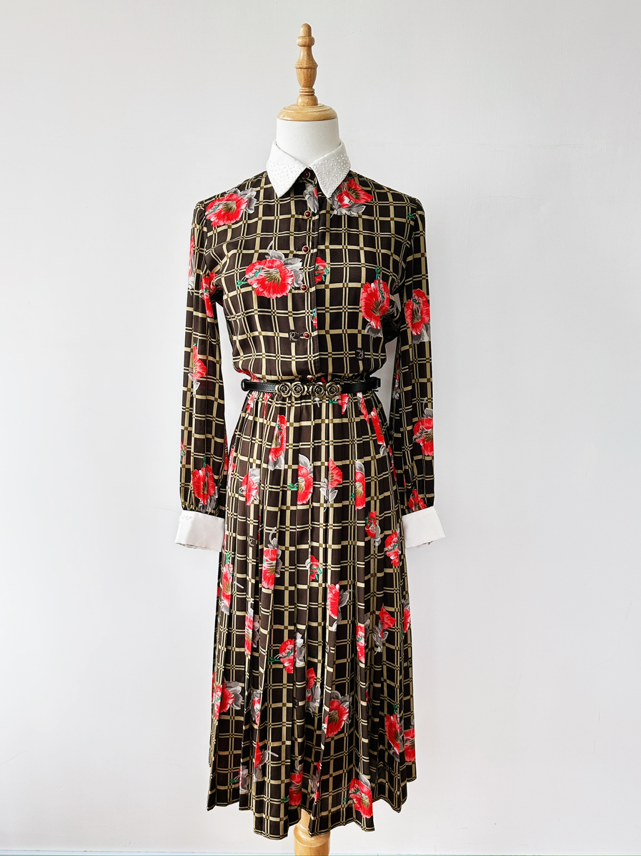 日本製回憶中的牽牛花古著連身裙