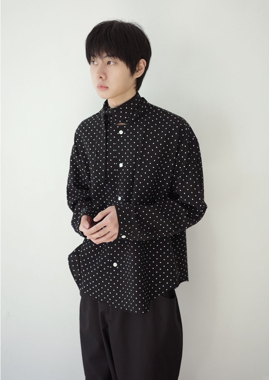 聖羅蘭 圓點領帶襯衫