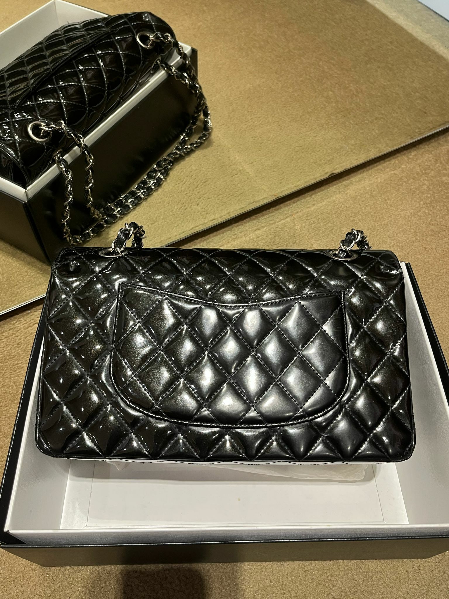 Chanel CF 黑色 漆皮 93%new