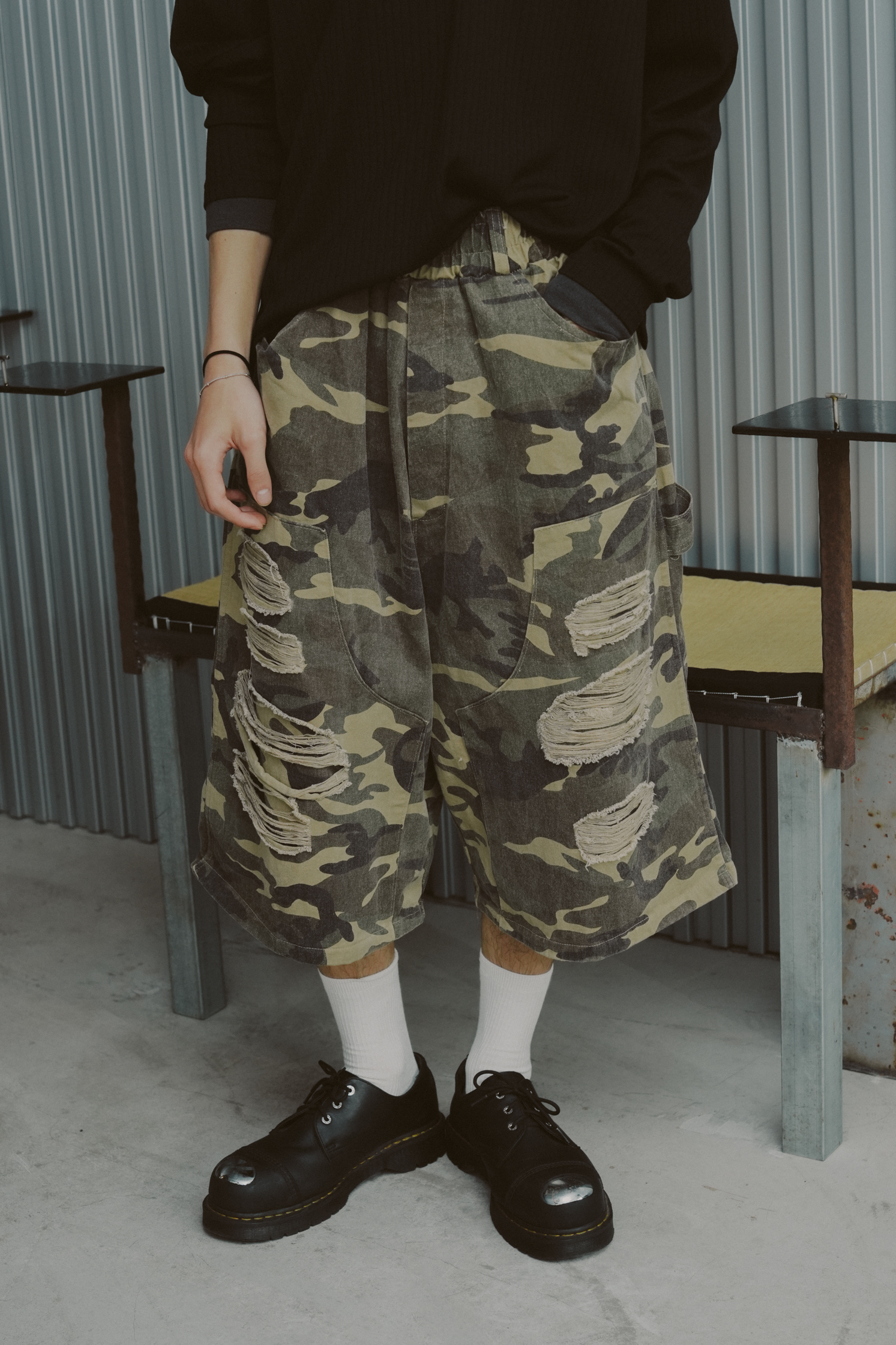 【Unisex】Camo Carpenter Bermuda Pants #七分褲
