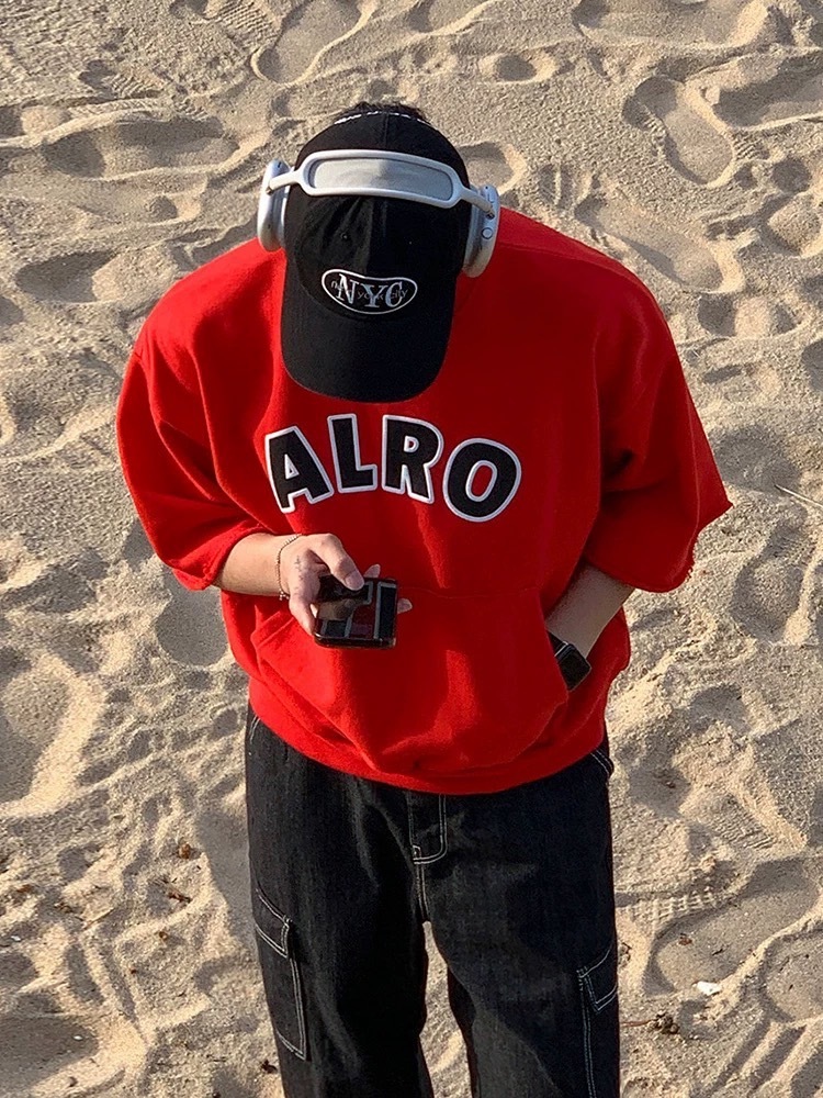 SIMPLEACTION ALRO字母刺繡短袖上衣