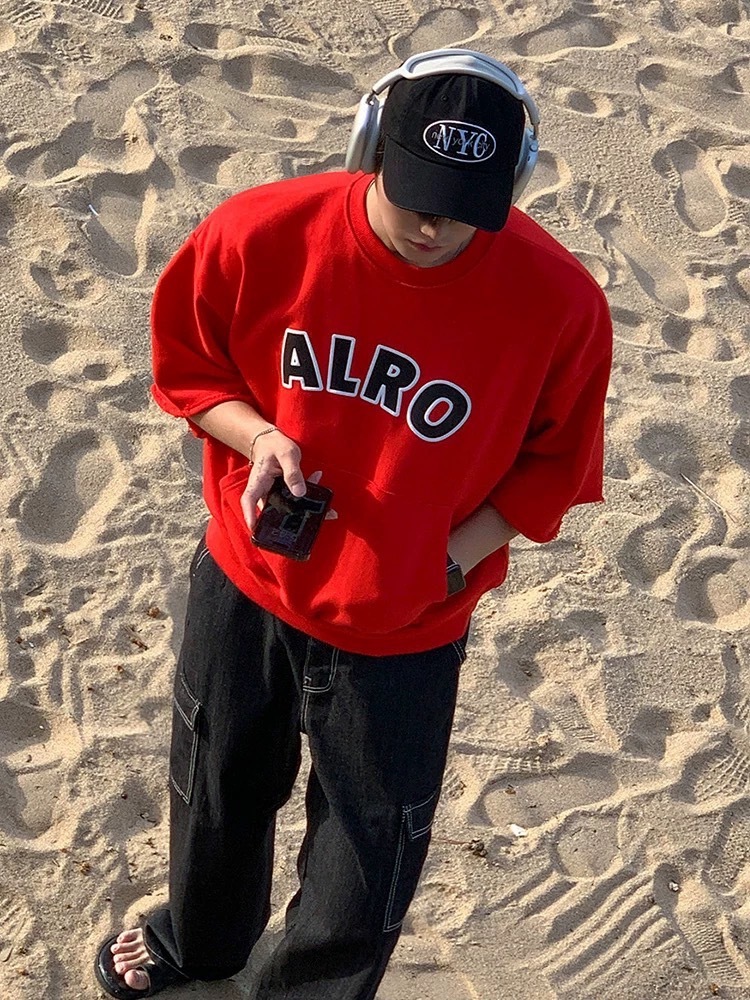 SIMPLEACTION ALRO字母刺繡短袖上衣