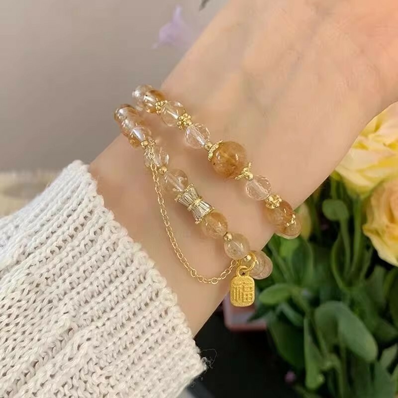 【蜂金福環】雙圈黃水晶招財手鍊，旺事業也旺氣場
