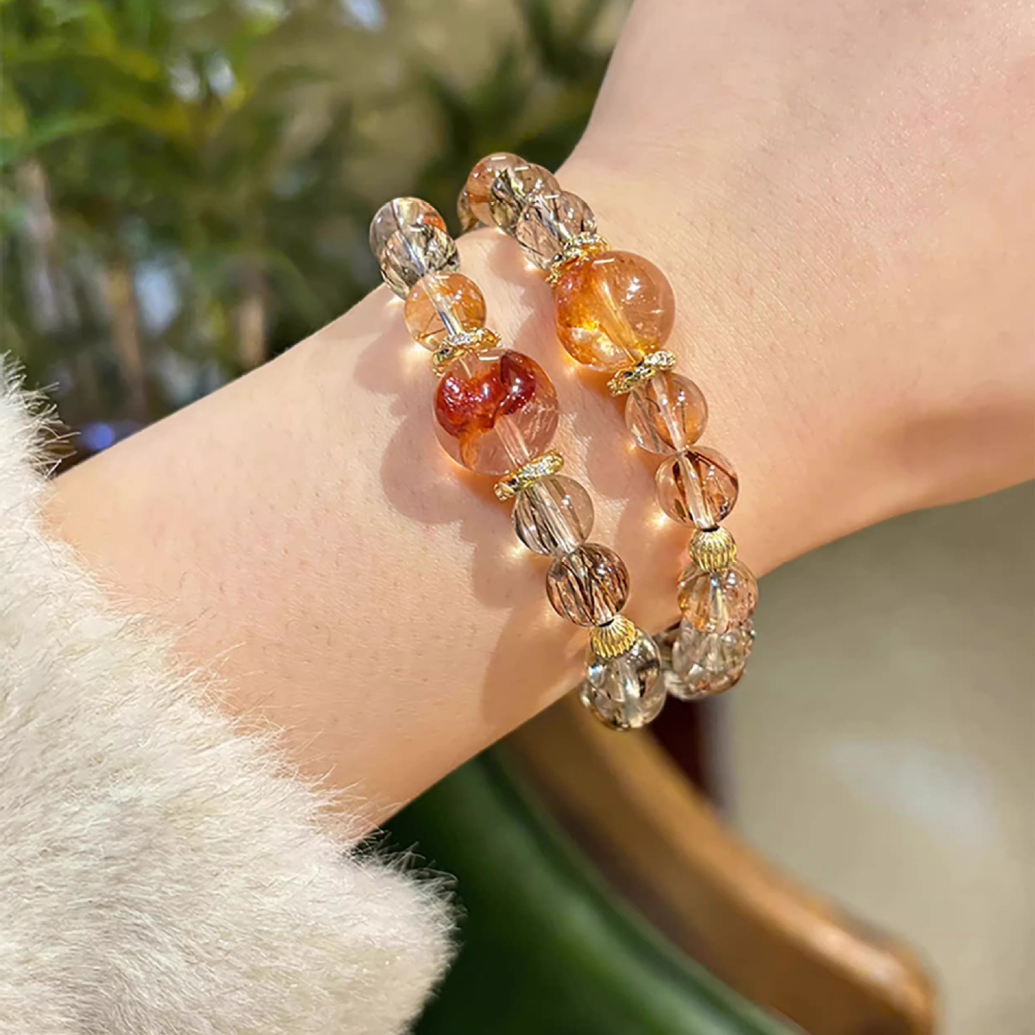 SIO Crystal希奧水晶【曜紅之靈】黑金超七×紅膠花能量手鍊｜魅力自信