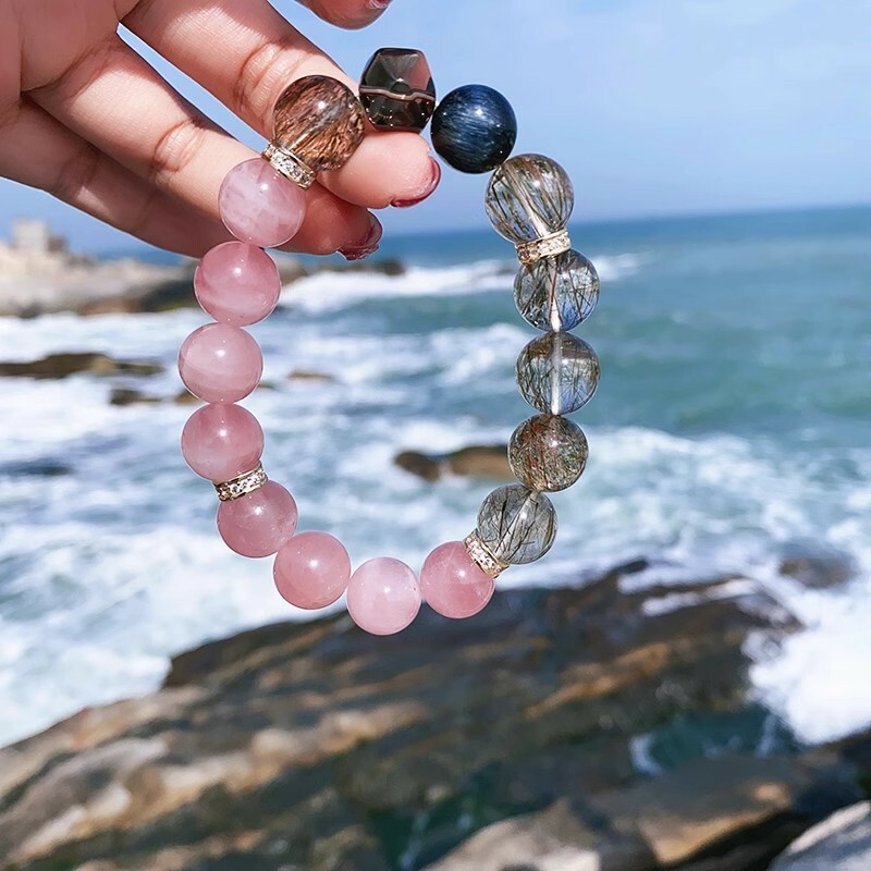 【晶愛之境】馬達加斯加粉水晶×綠髮晶×碧璽手鍊