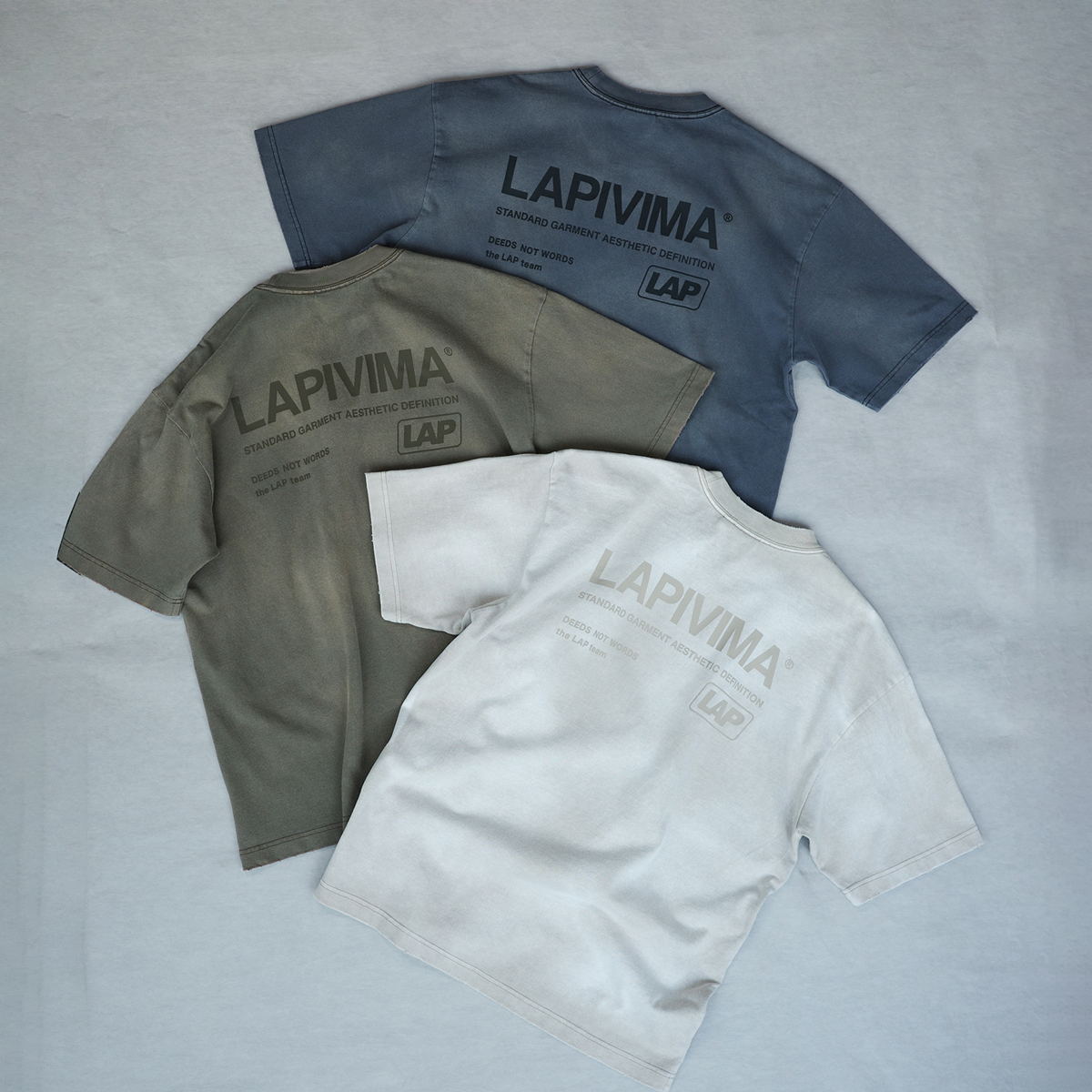 LAPIVIMA Washed Dyed Spray Micro Rip Tee 水洗染色噴霧微撕裂短Tee LIST03