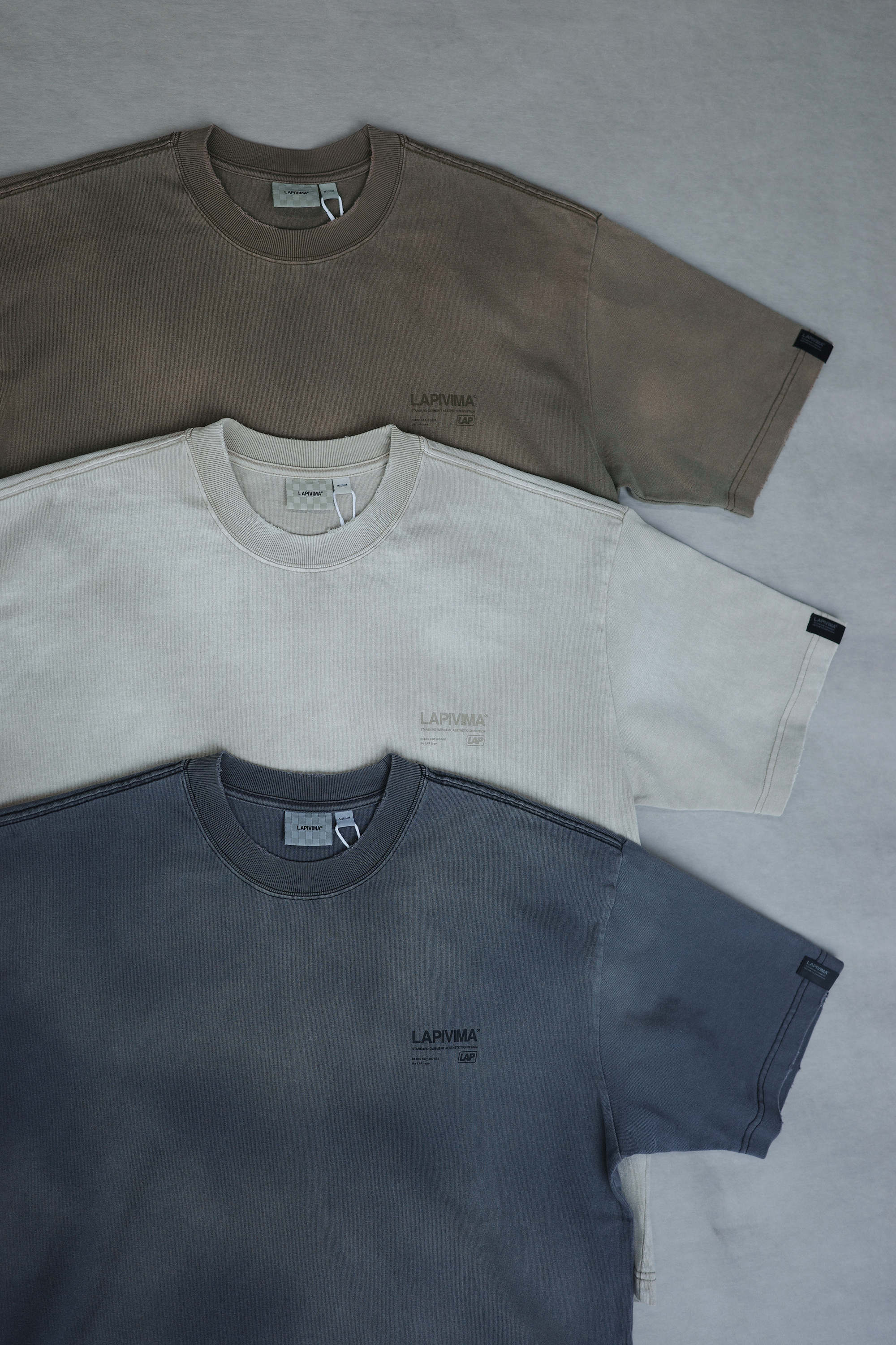 LAPIVIMA Washed Dyed Spray Micro Rip Tee 水洗染色噴霧微撕裂短Tee LIST03