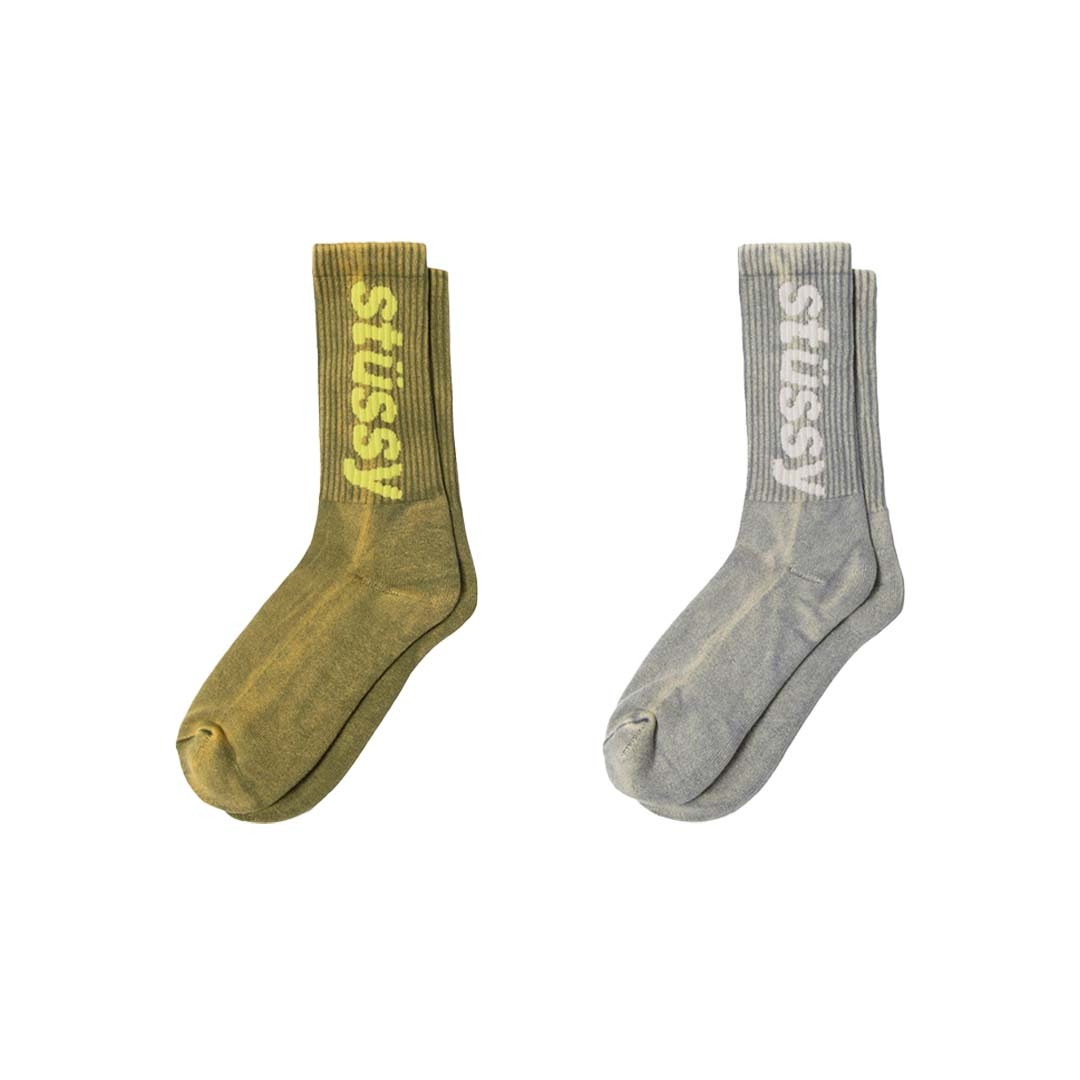 2024AW STUSSY WASHED HELVETICA CREW SOCK 水洗 LOGO 長襪 襪子 現貨 138947