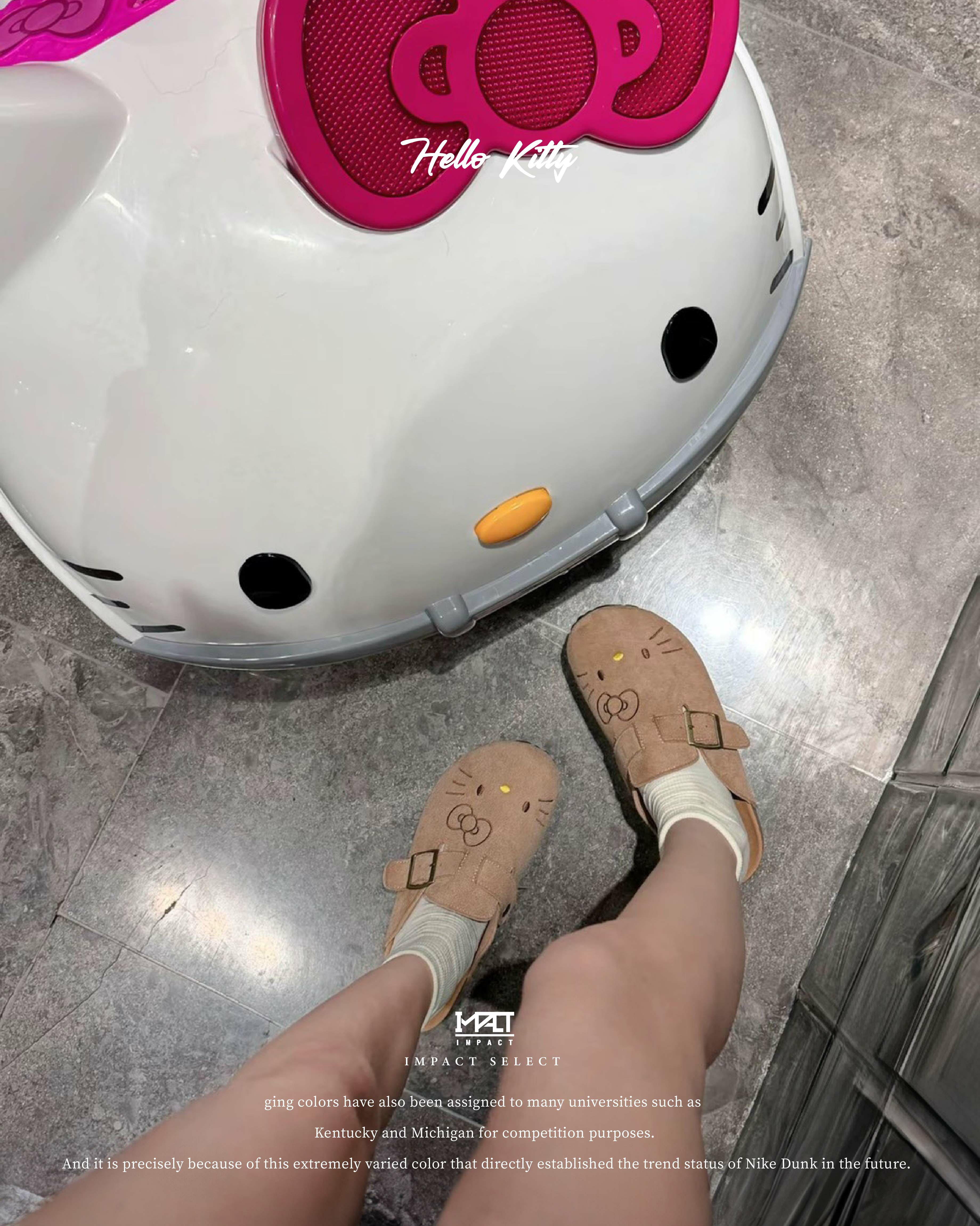 Sanrio 三麗鷗  x Hello Kitty 凱蒂貓 勃肯鞋 卡其 麂皮 SY252562D-2