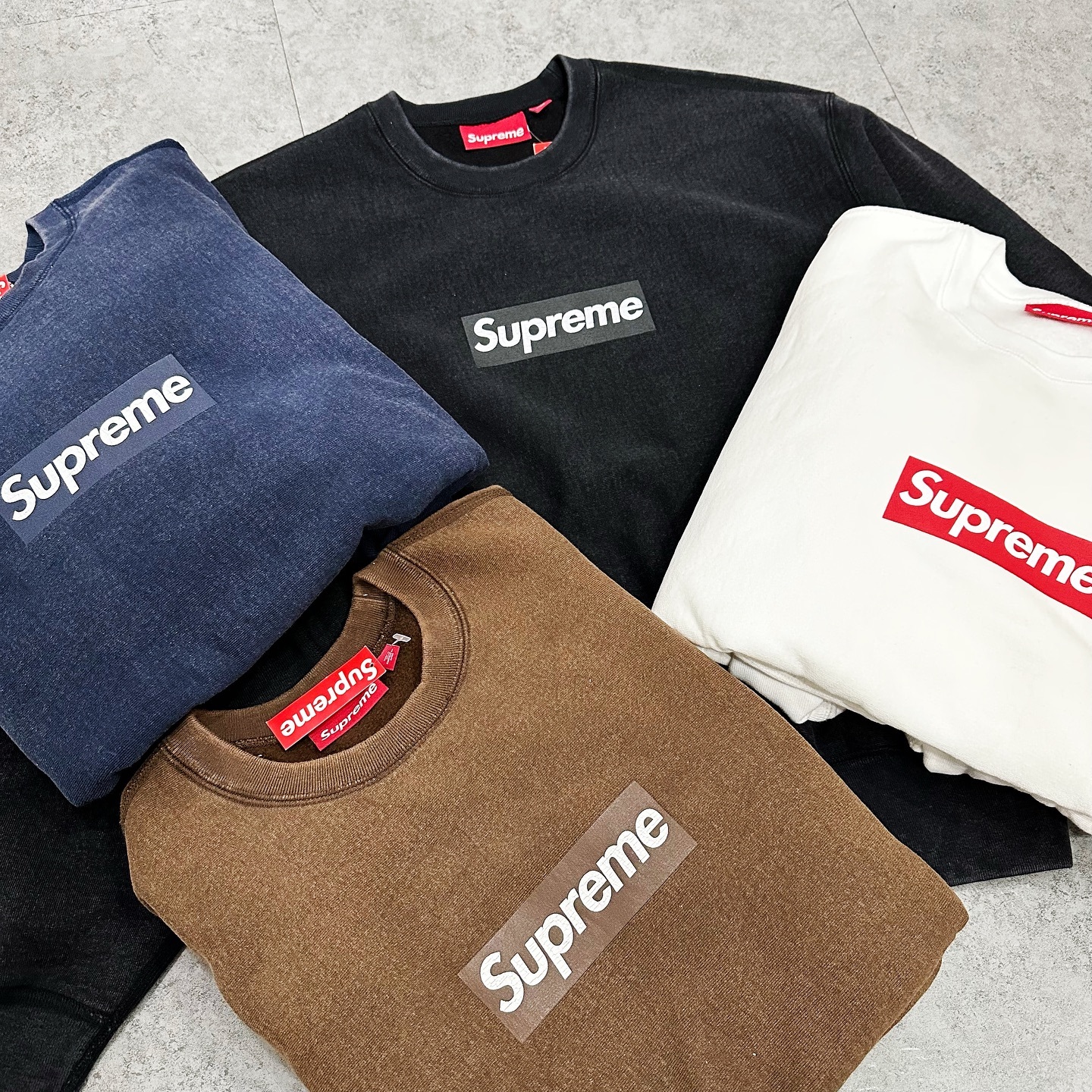 SUPREME SS25 WASHED BOX LOGO CREWNECK 洗水做舊