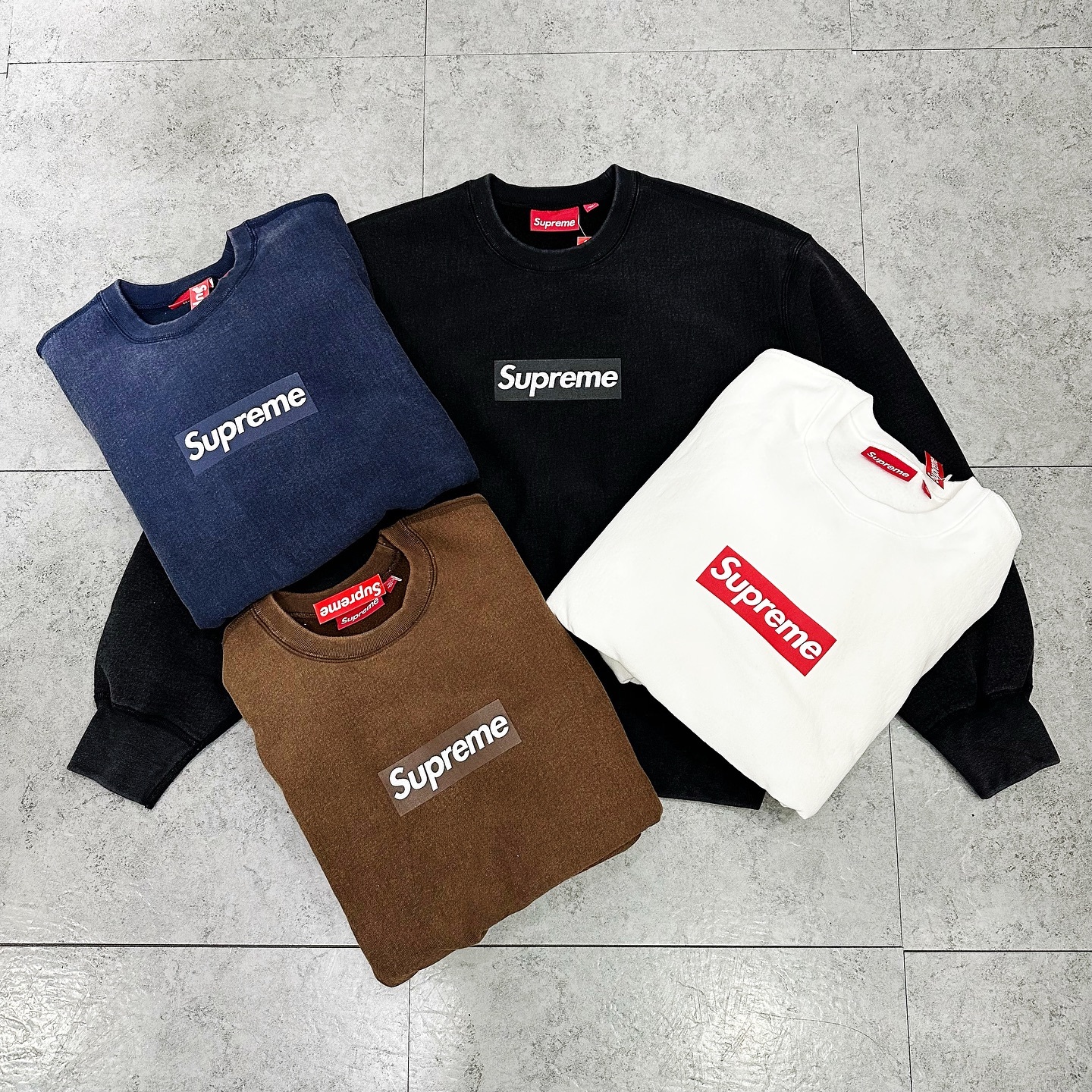SUPREME SS25 WASHED BOX LOGO CREWNECK 洗水做舊