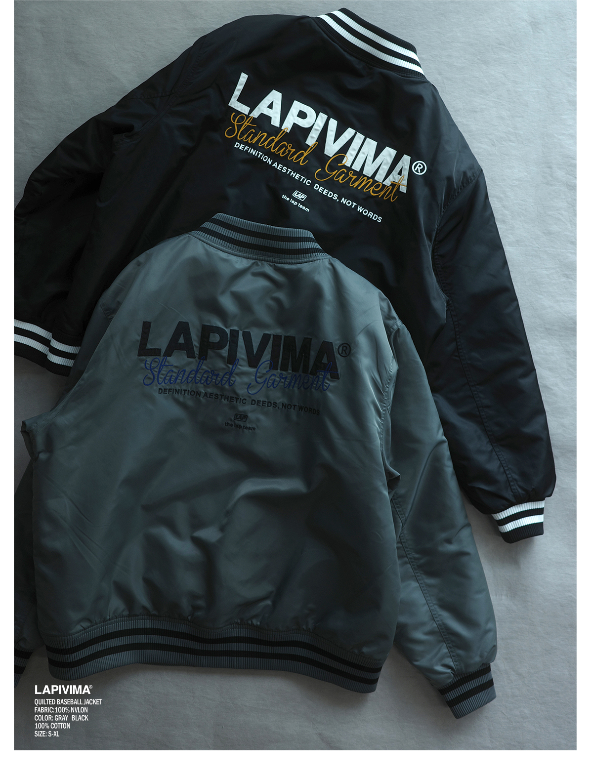 LAPIVIMA Quilted Baseball Jacket 美式字母復古棒球外套 AW24CO31