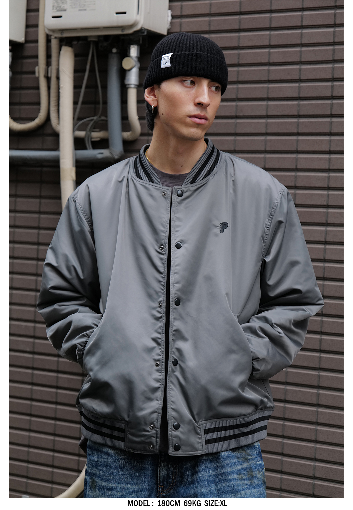 LAPIVIMA Quilted Baseball Jacket 美式字母復古棒球外套 AW24CO31