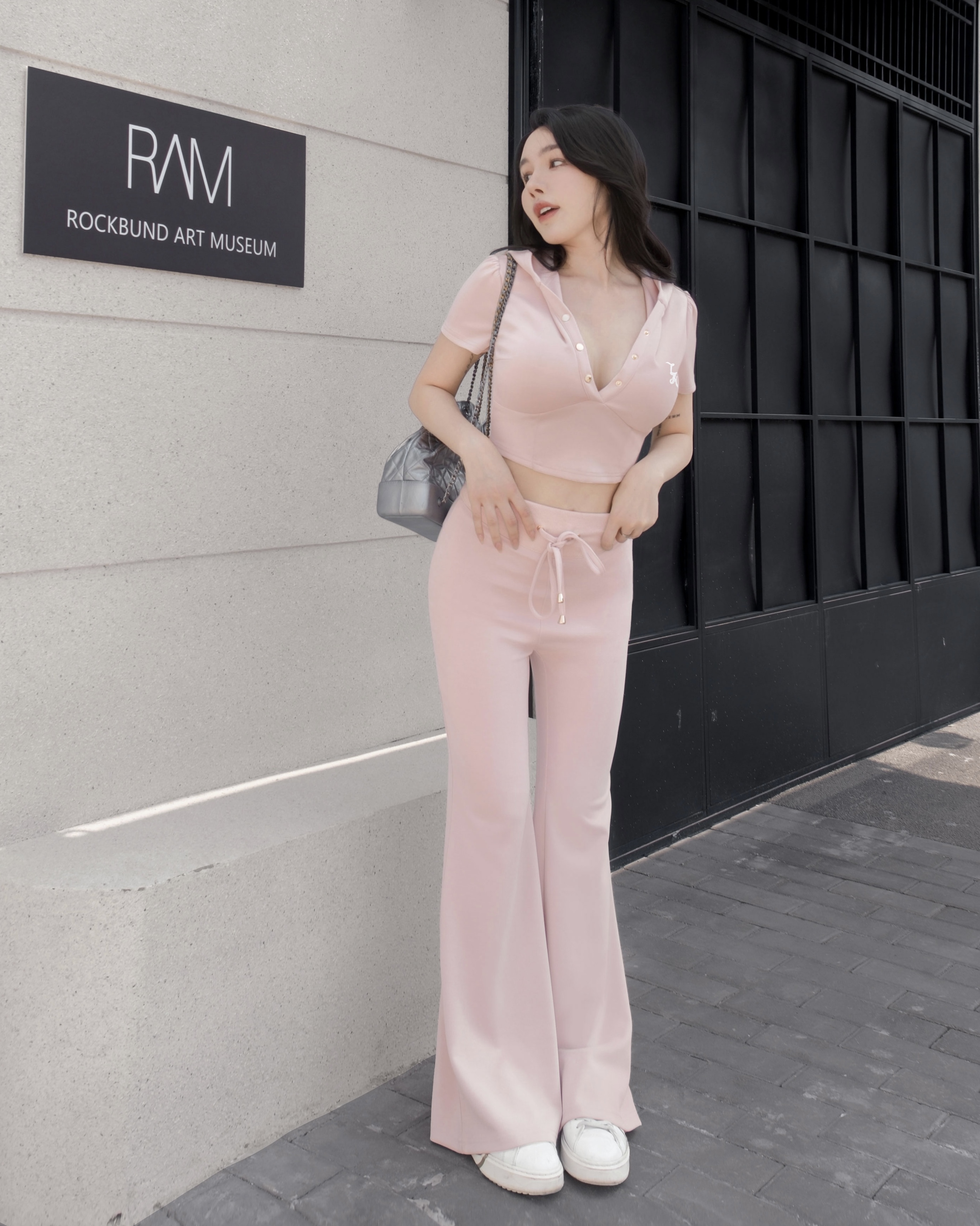 訂製-糖果太空棉高腰微喇寬褲