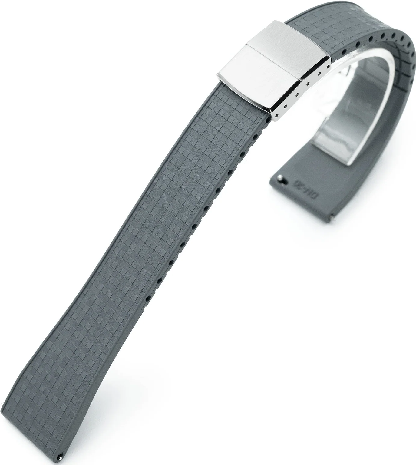 萬年鐘錶 - 太空人錶帶 MiLTAT  FKM29   20MM藤編紋理灰色快拆FKM氟橡膠蝴蝶摺疊扣錶帶   FKM29H-20A16BDE25