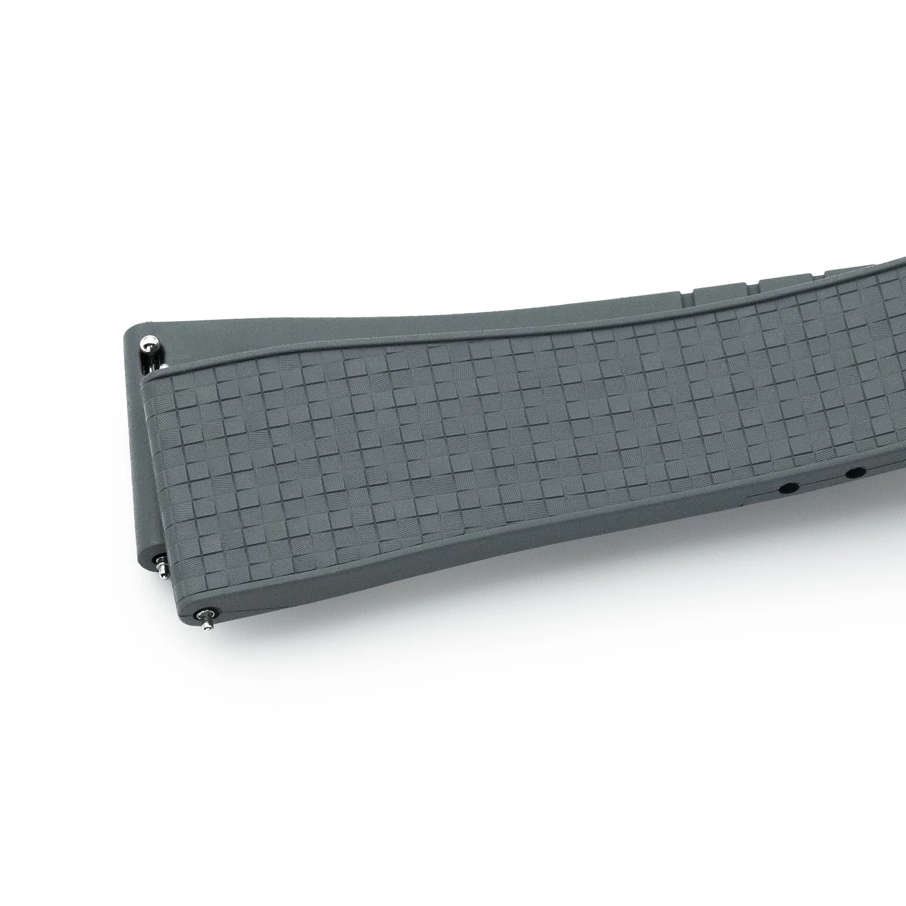 萬年鐘錶 - 太空人錶帶 MiLTAT  FKM29   20MM藤編紋理灰色快拆FKM氟橡膠蝴蝶摺疊扣錶帶   FKM29H-20A16BDE25