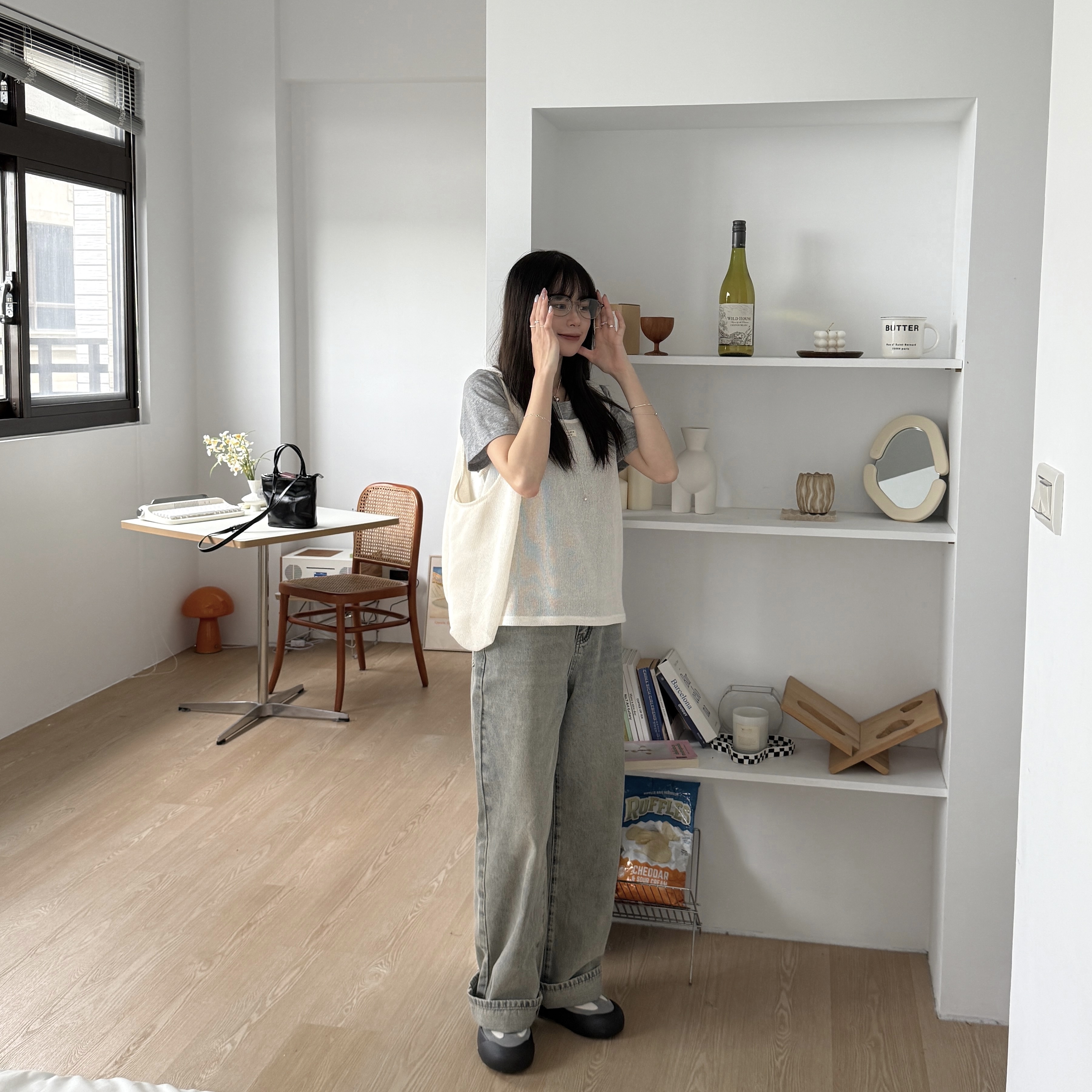 褪色系列直筒牛仔落地褲（售完不補）