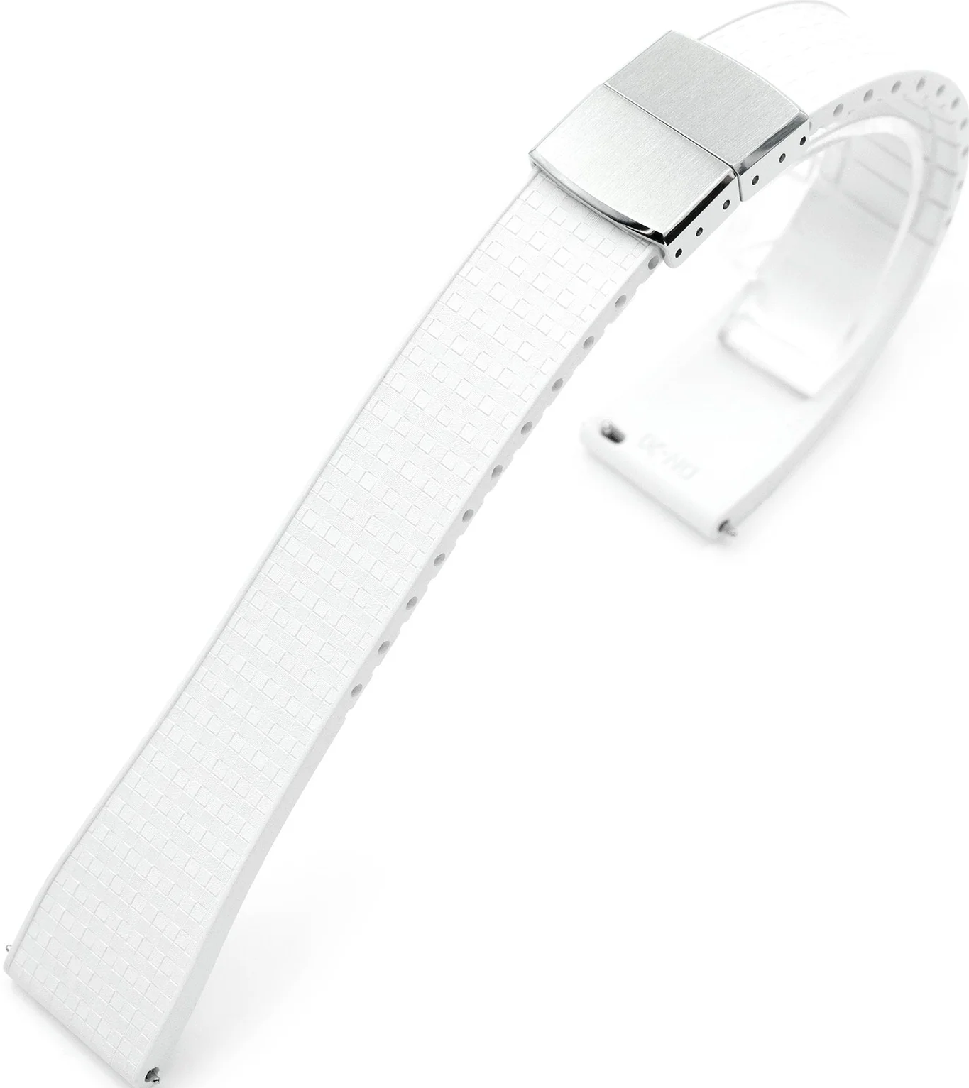 萬年鐘錶 - 太空人錶帶 MiLTAT  FKM29   20MM藤編紋理白色快拆FKM氟橡膠蝴蝶摺疊扣錶帶  FKM29M-20A16BDE25