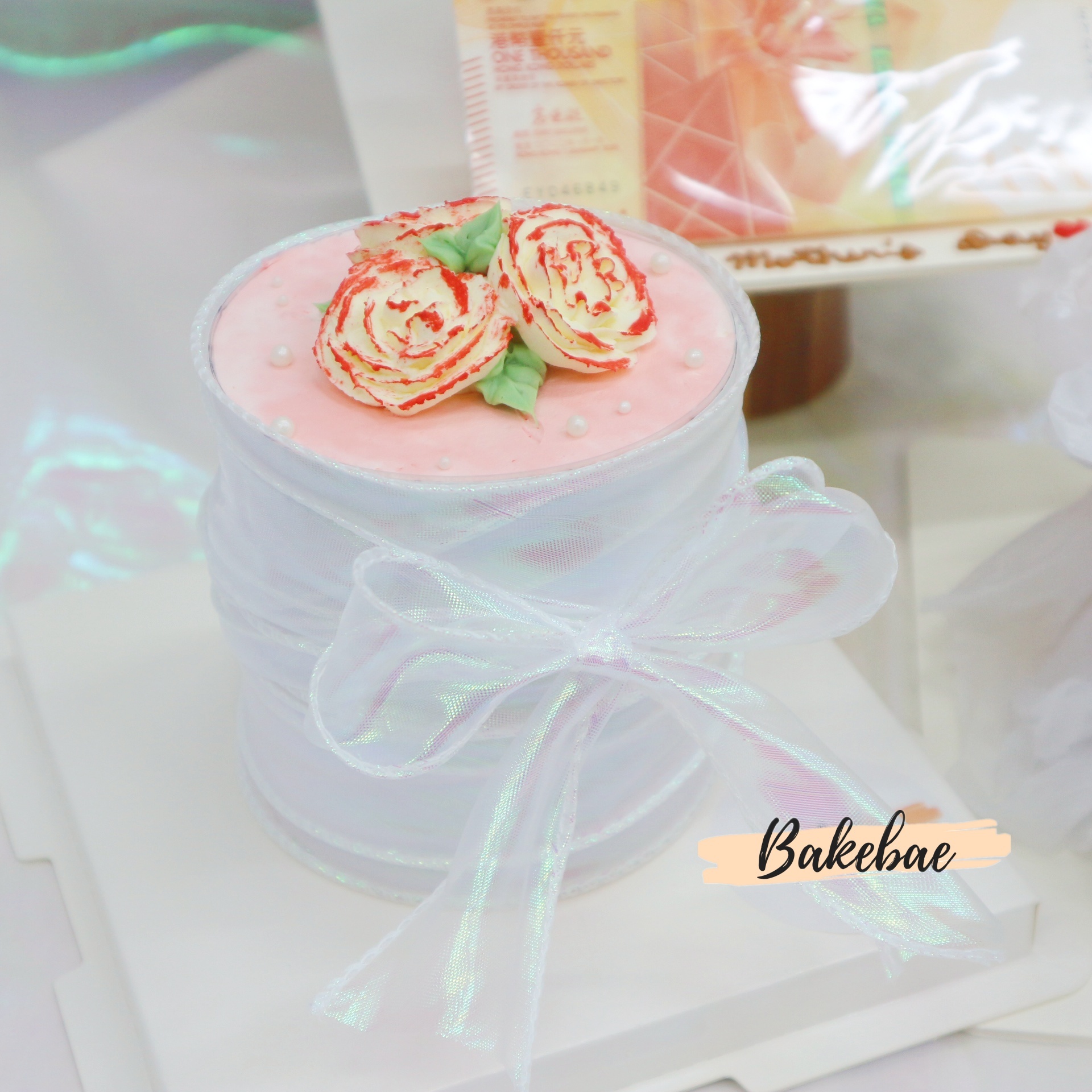 康乃馨絲帶蛋糕