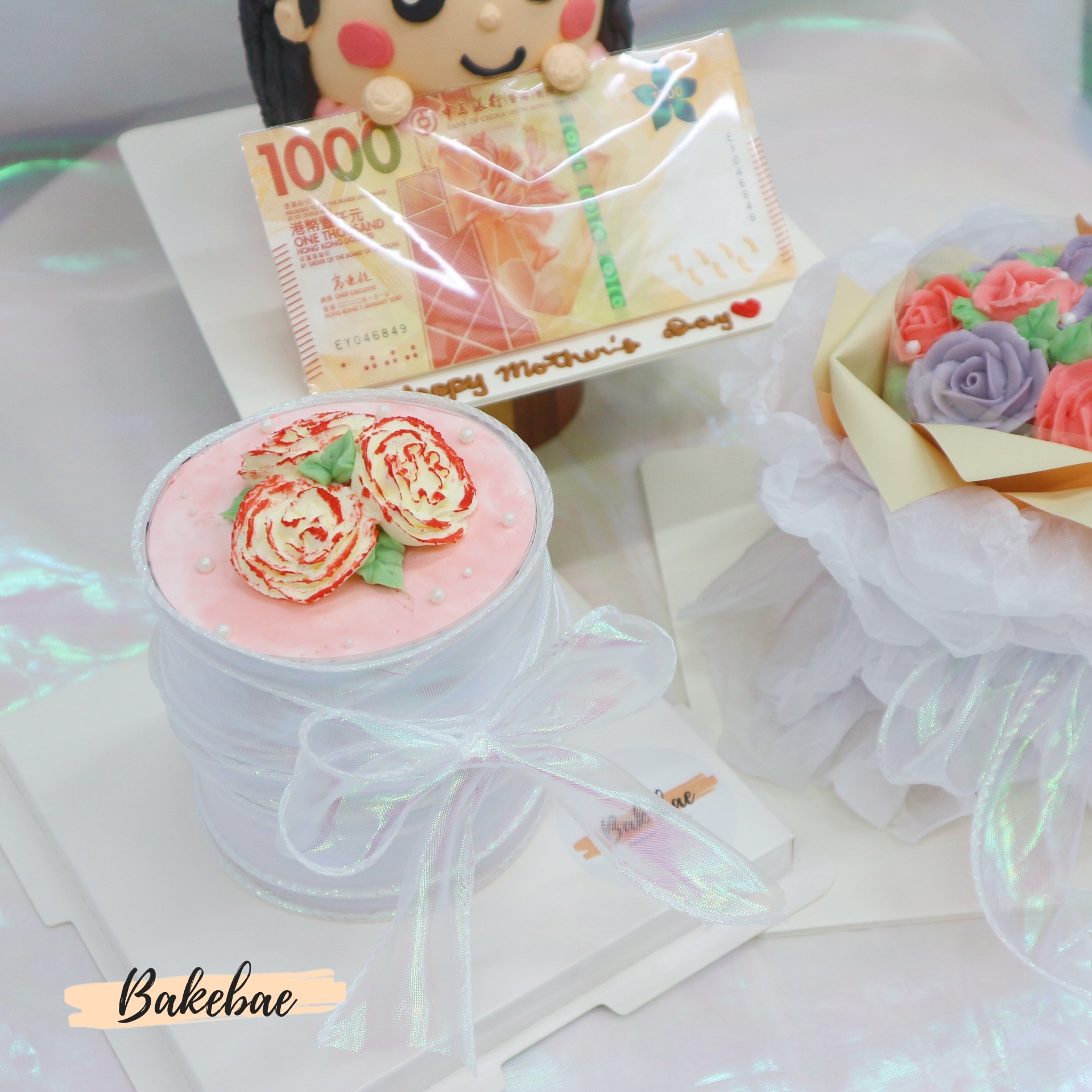 康乃馨絲帶蛋糕