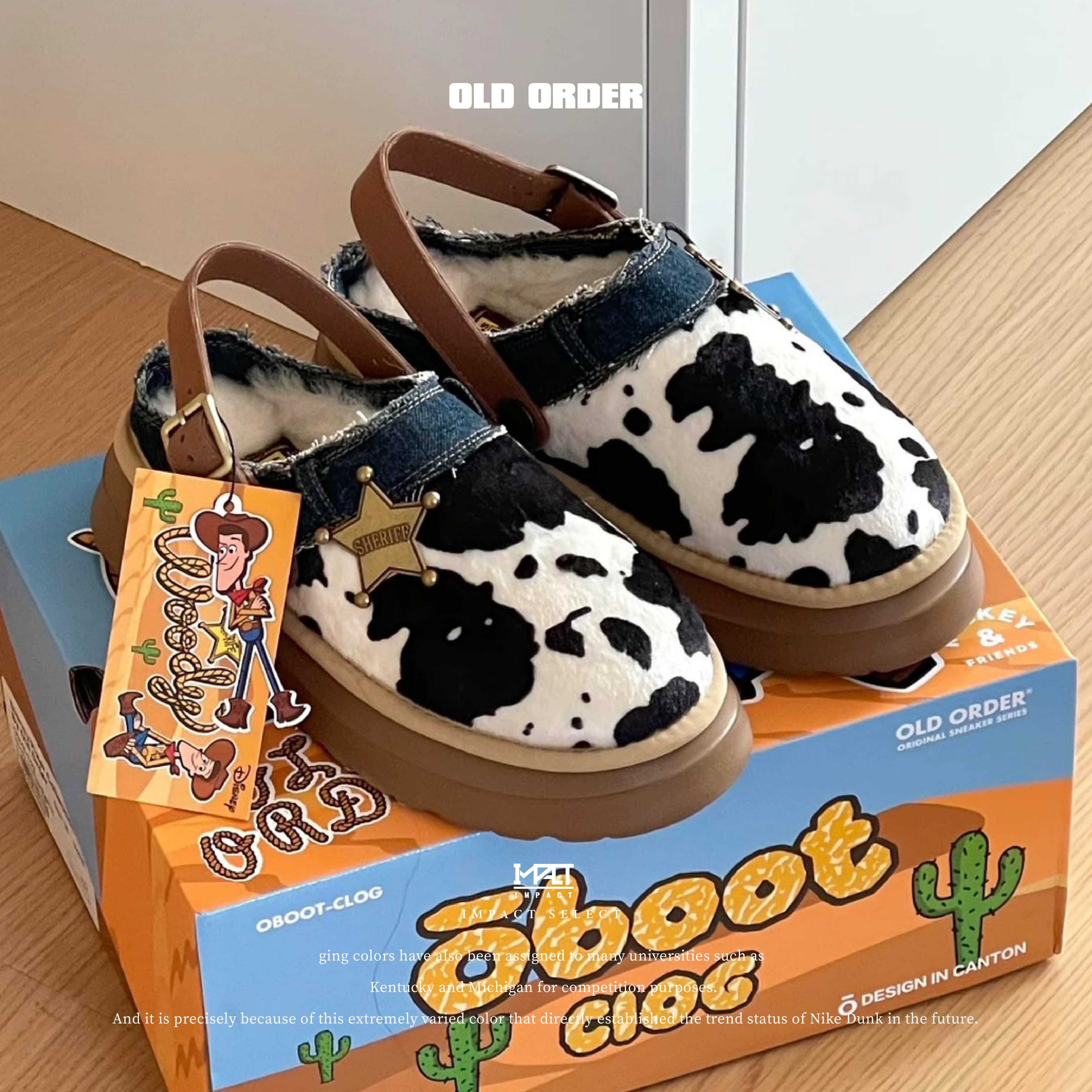 𝐃𝐢𝐬𝐧𝐞𝐲 迪士尼 玩具總動員 x 𝐎𝐥𝐝 𝐎𝐫𝐝𝐞𝐫 乳牛紋勃肯鞋 牛仔 胡迪 焦糖底 O2320782