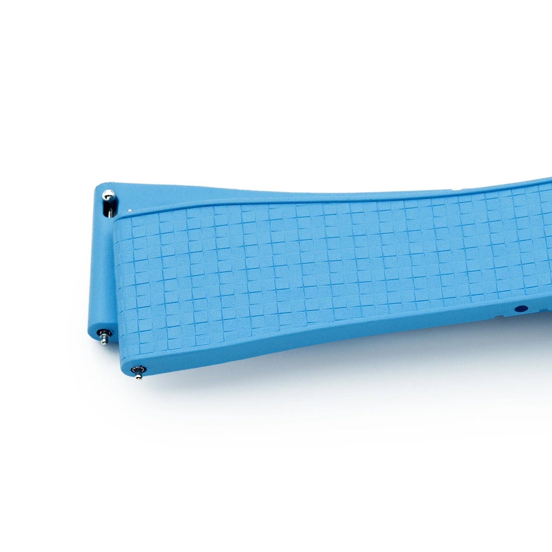 萬年鐘錶 - 太空人錶帶 MiLTAT  FKM29   20MM藤編紋理天空藍色快拆FKM氟橡膠蝴蝶摺疊扣錶帶 FKM29W-20A16BDE25