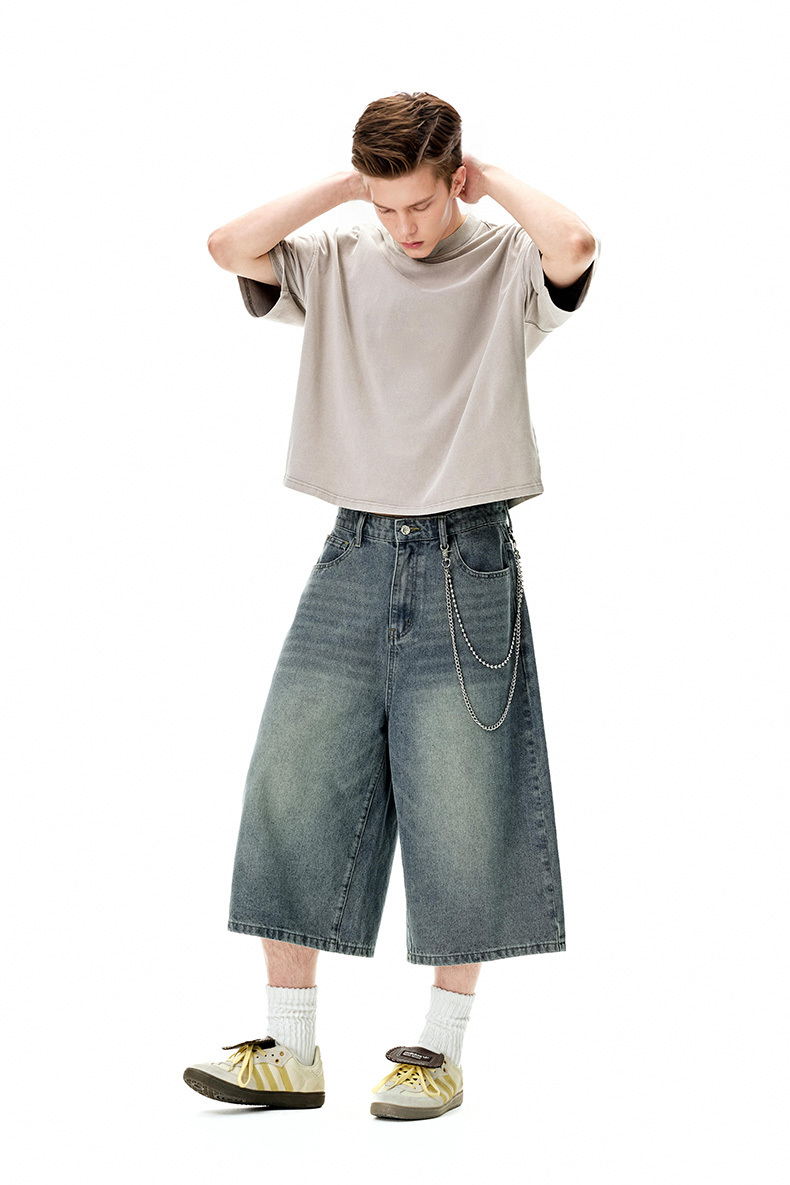 《S.V》基礎款刷色七分牛仔褲