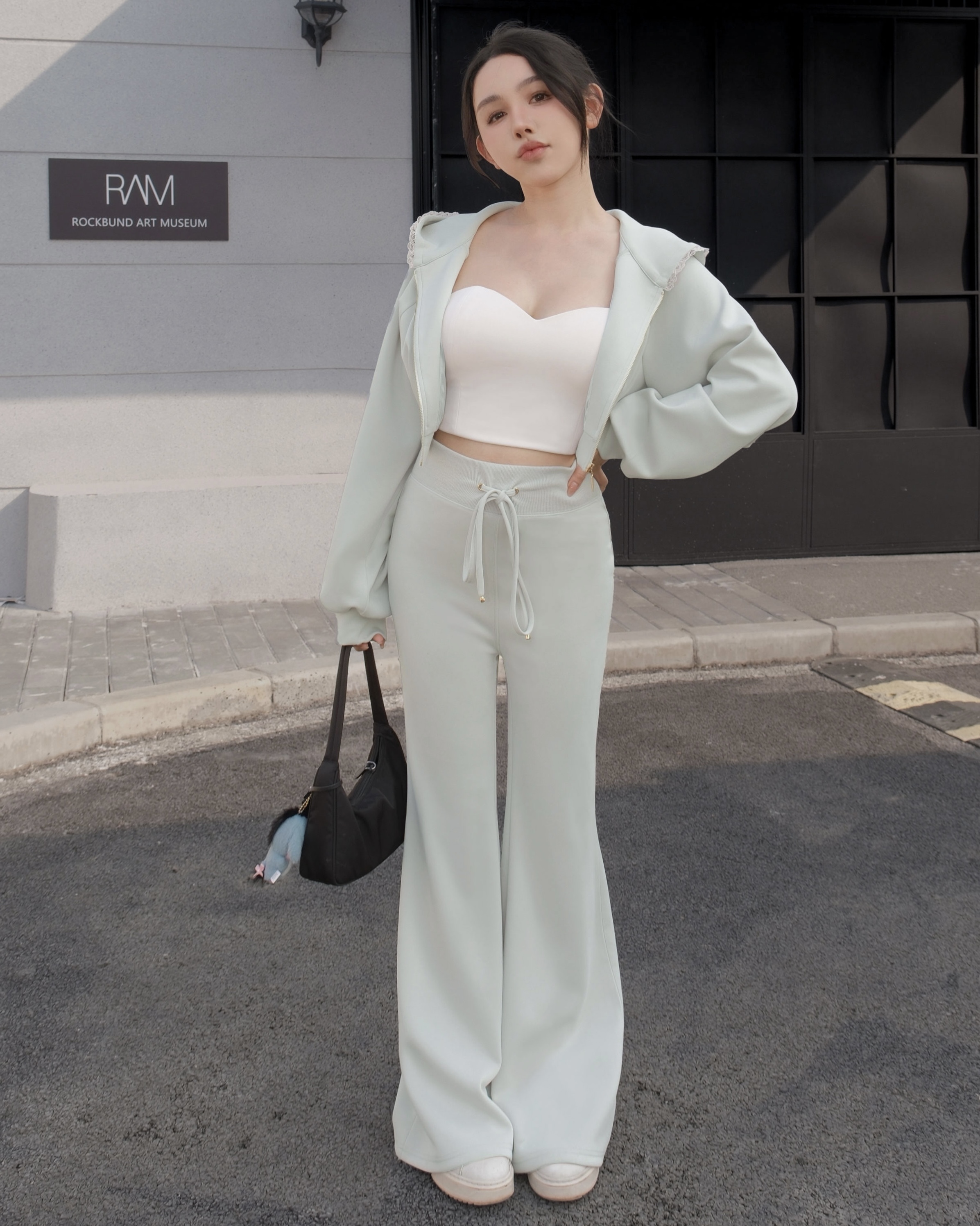 訂製-糖果太空棉高腰微喇寬褲