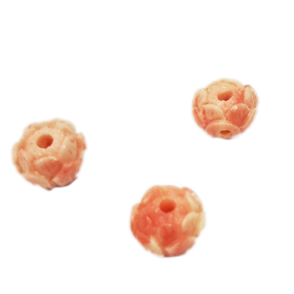 粉蓮花 仿珊瑚珠 1*0.7公分 配件1個【十方】144118