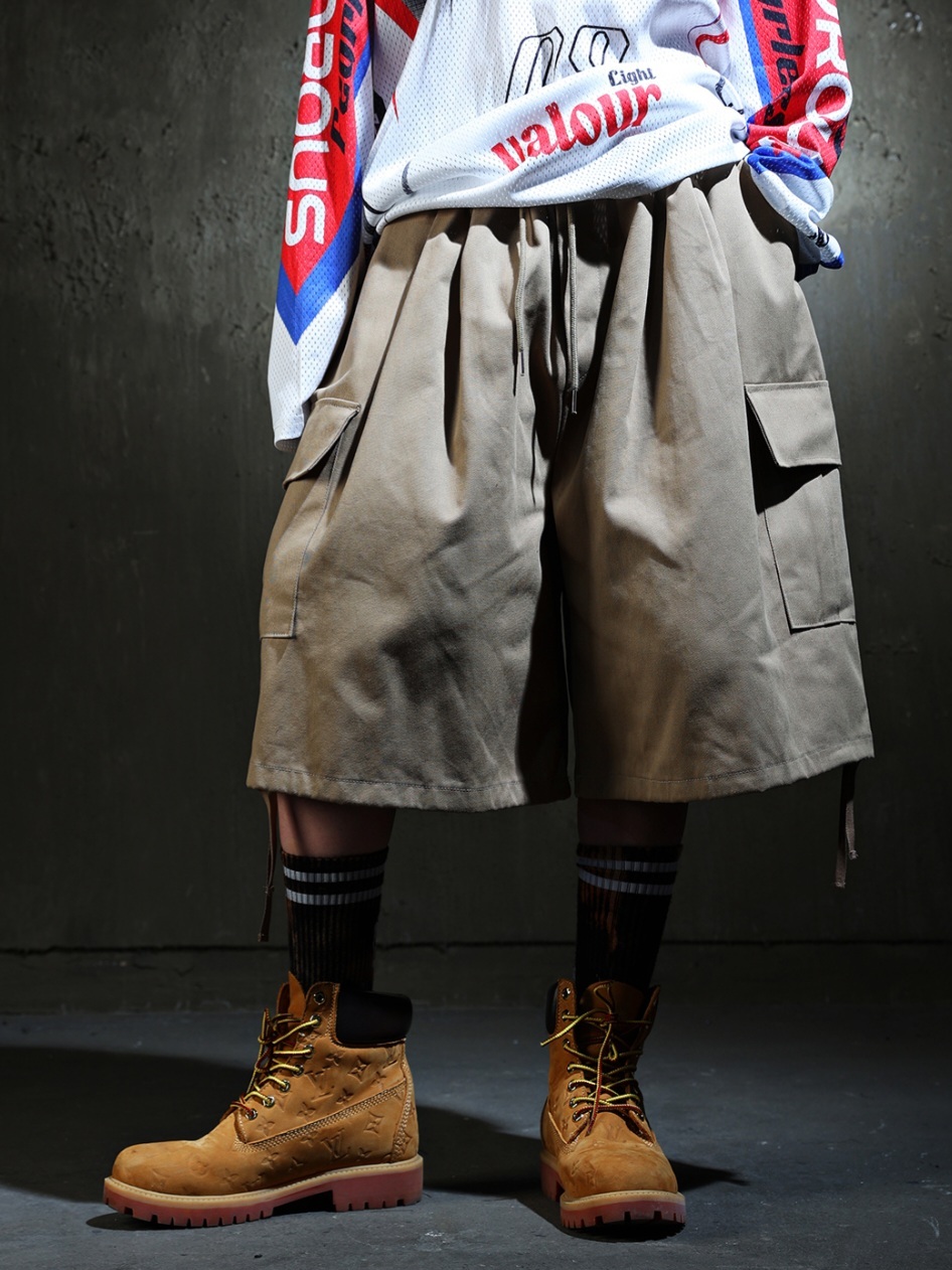 棉質氣球工裝短褲