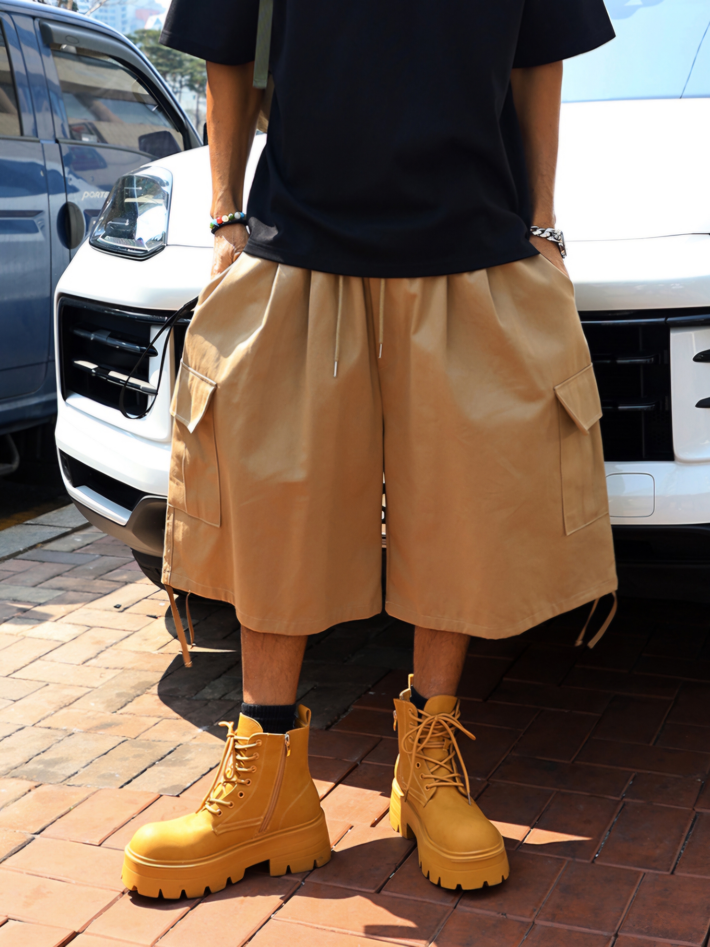 棉質氣球工裝短褲