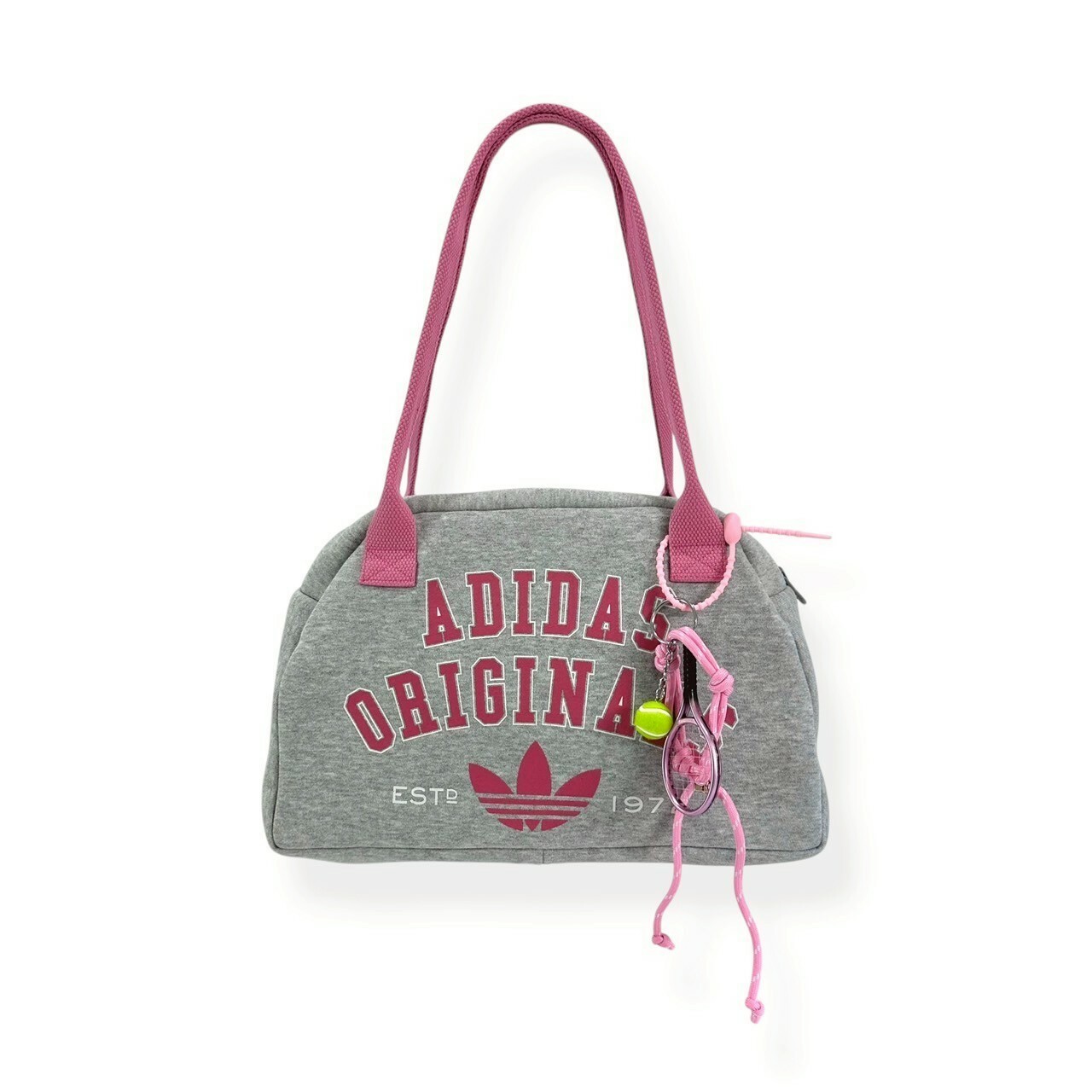 JUSTME - 【售罄】泰國復古Remake 灰底粉色大LOGO手袋 JM022