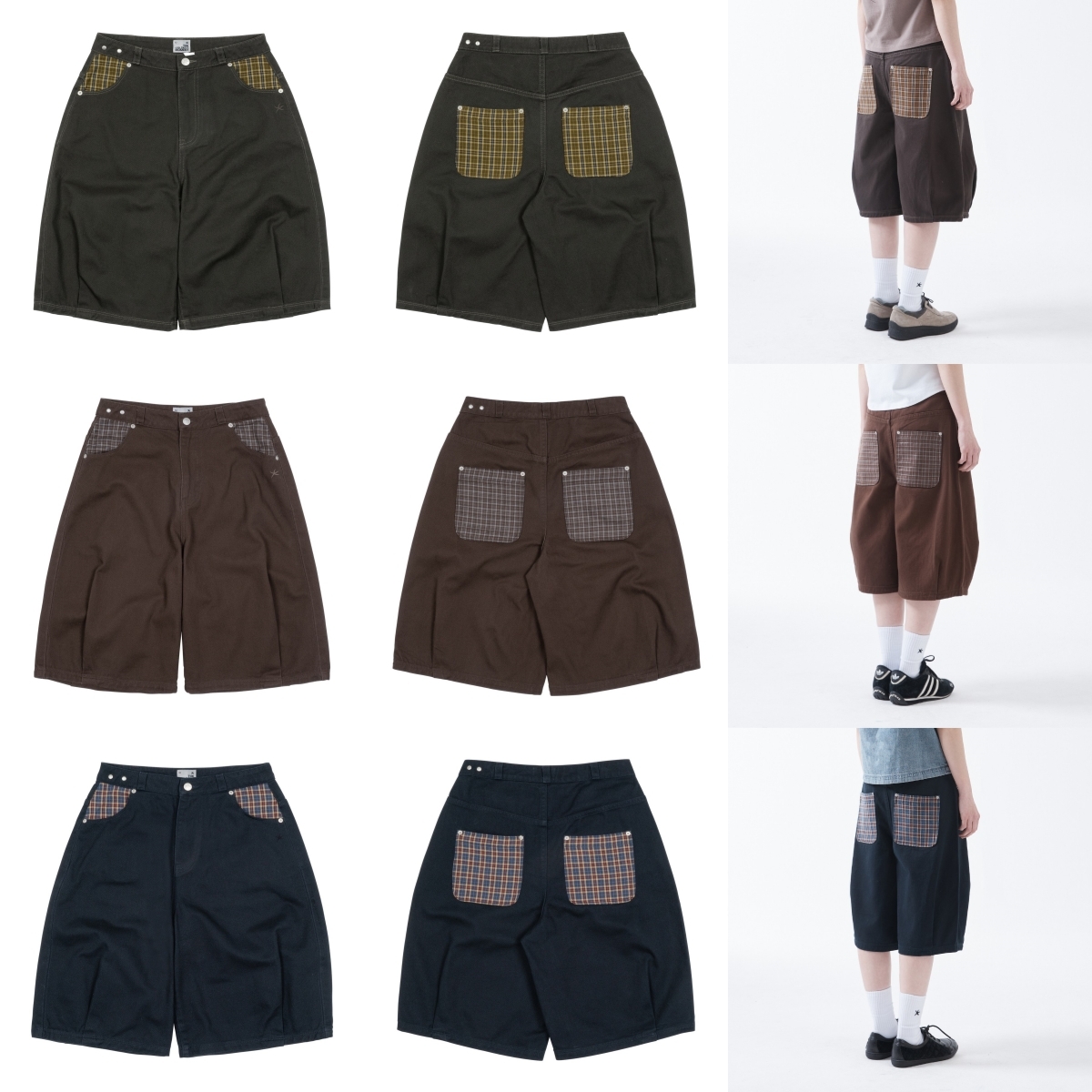 thecoldestmoment TCM check pocket half pants 格紋 口袋 五分褲