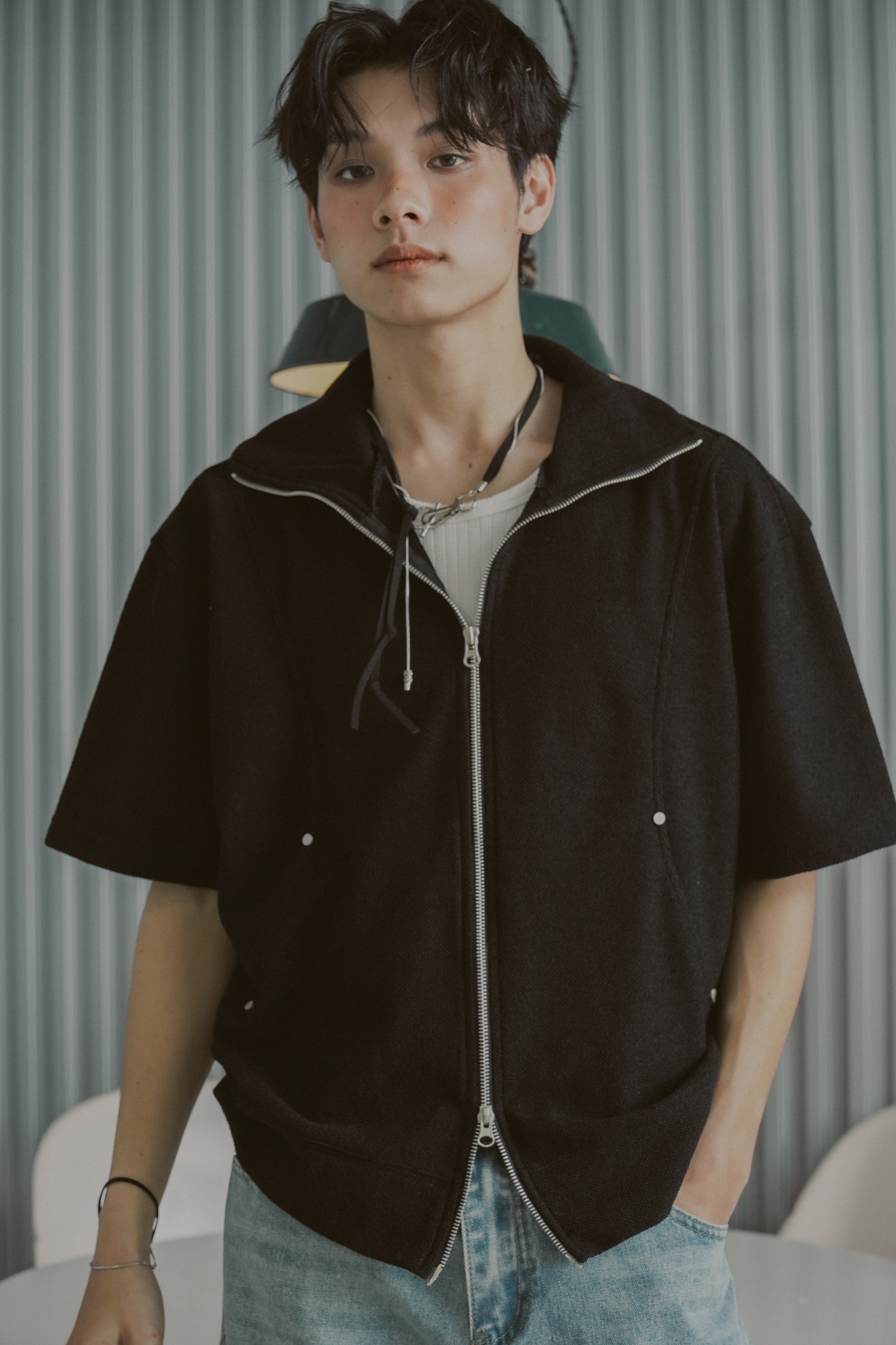 Kai Short Sleeve Knit Zip Up #上衣