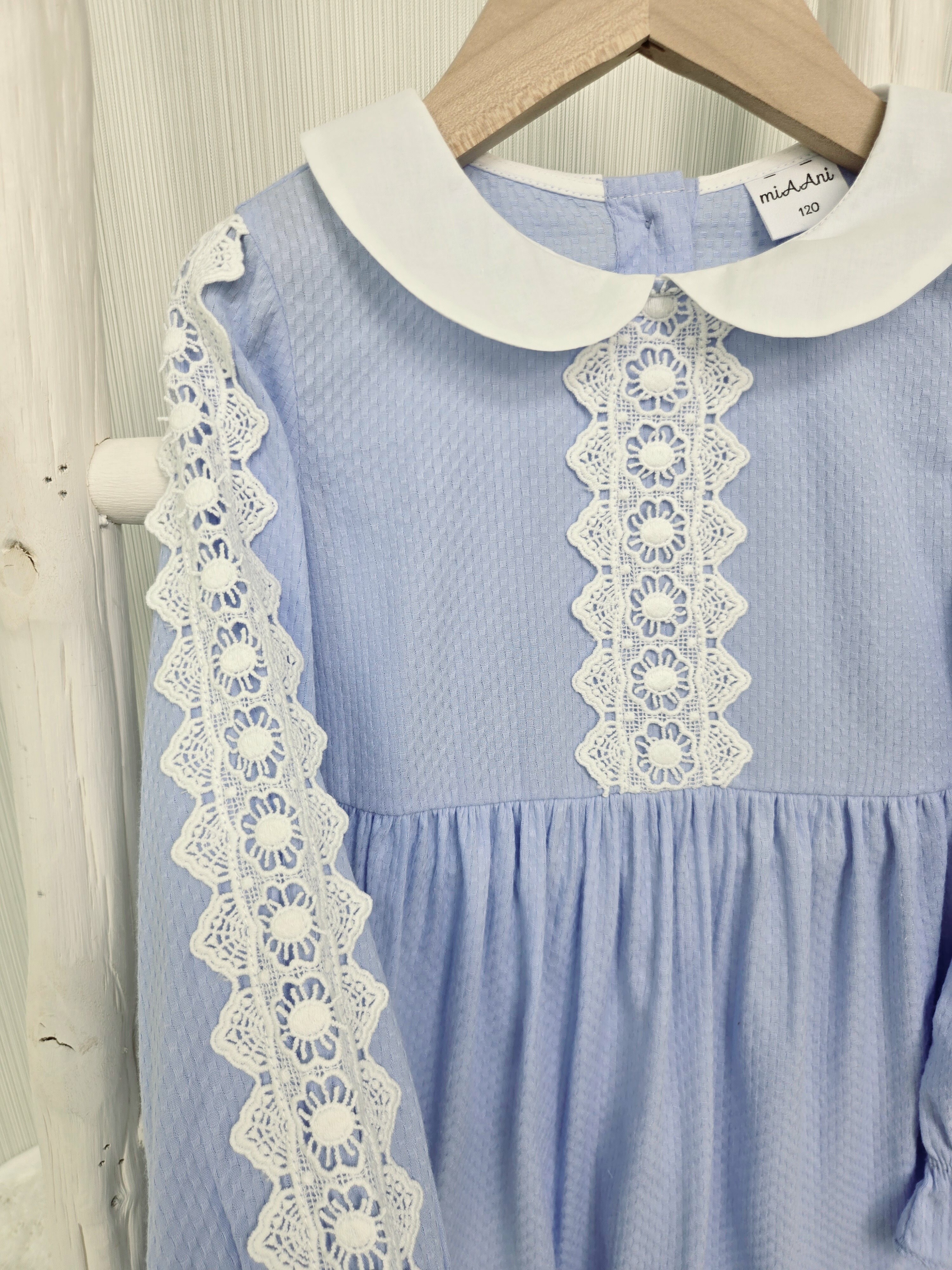 Elma dress 藍色暗花棉連身裙