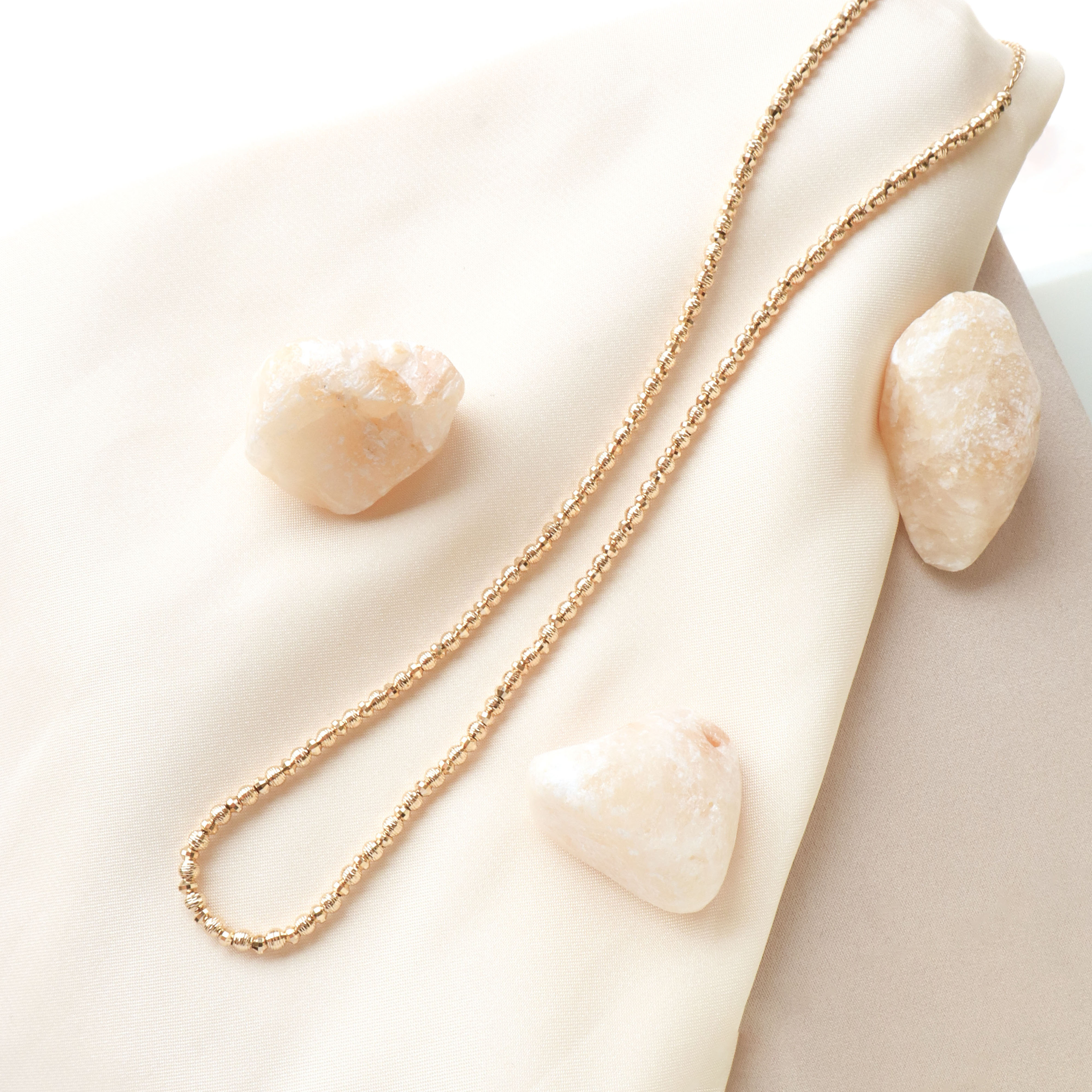 18K/日本設計款系列-晝金．線條切割珠串鍊