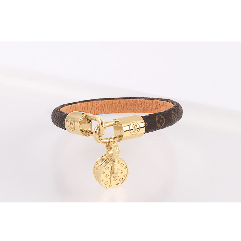 【Louis Vuitton / LV】Tribute Charm Monogram 塗層帆布手環(棕色)