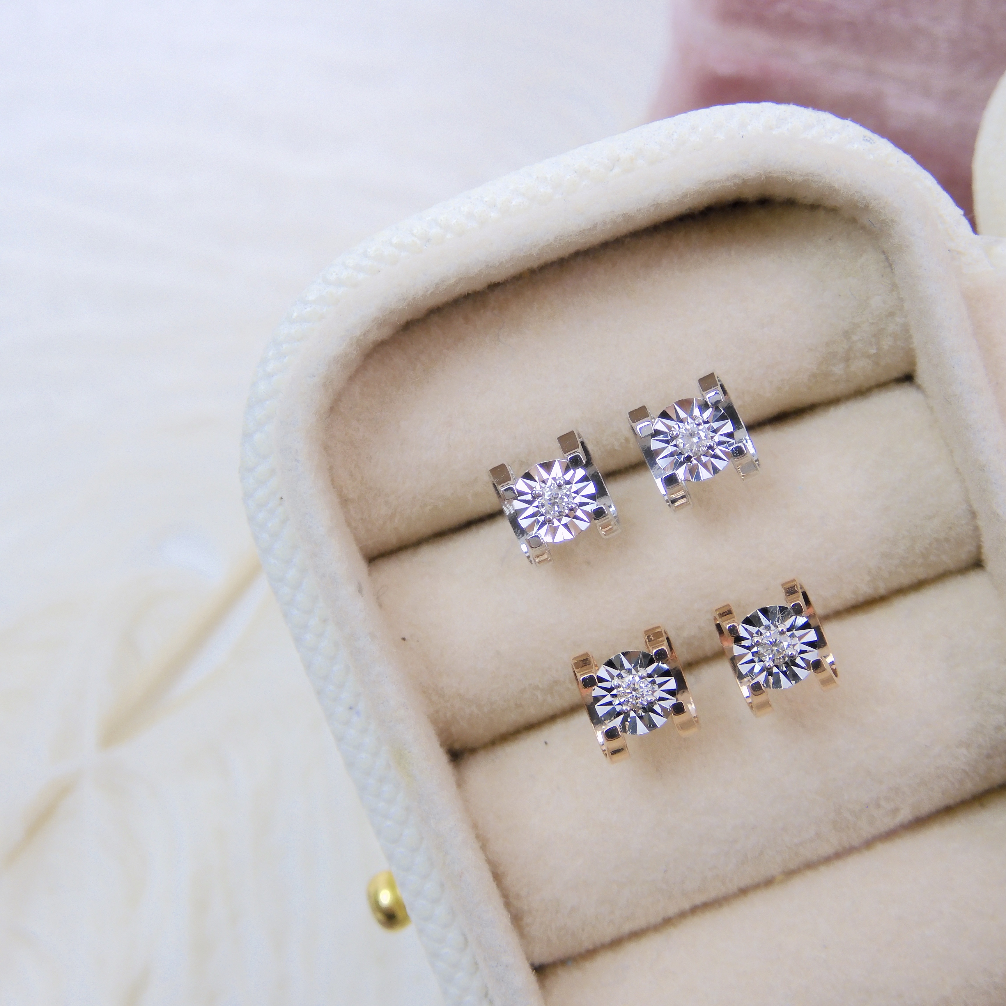 18K金 0.04ct 鑽石耳釘