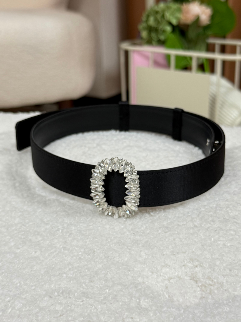 橢圓鑽緞面腰帶 [ 3色 ]