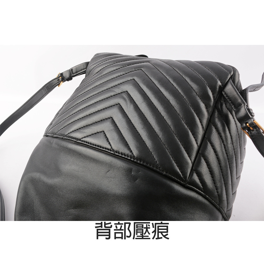 Joe 金字小羊皮前口袋束口後背包(黑色)