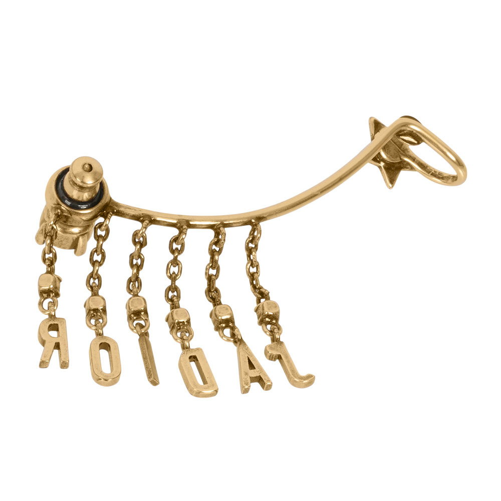 【CHRISTIAN DIOR】J'adior 星星圖案及垂墜標誌復古耳骨夾(銅色)CD47000012